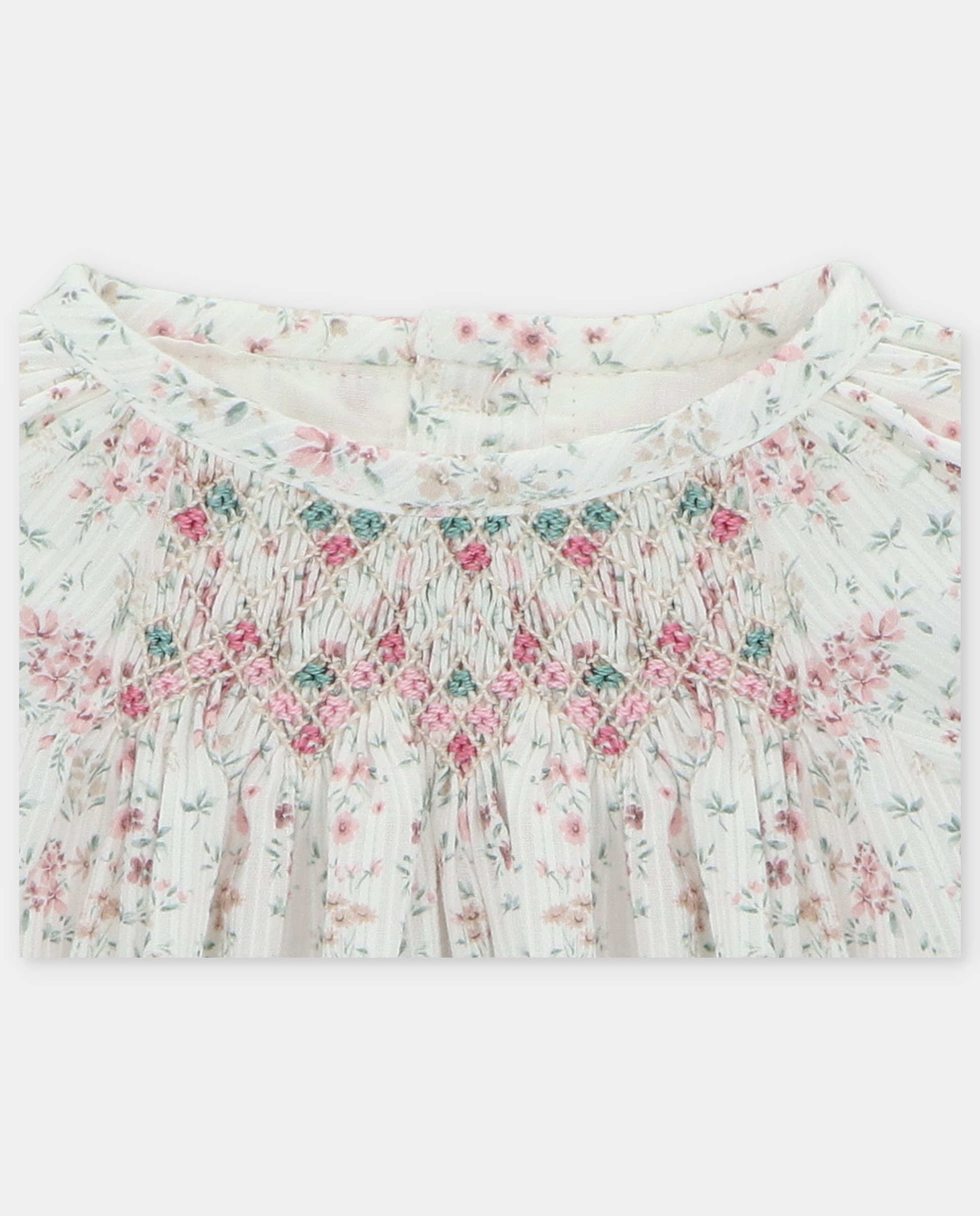 Blusa para Bebé de Algodão com Microestampado de Flores Nude-3