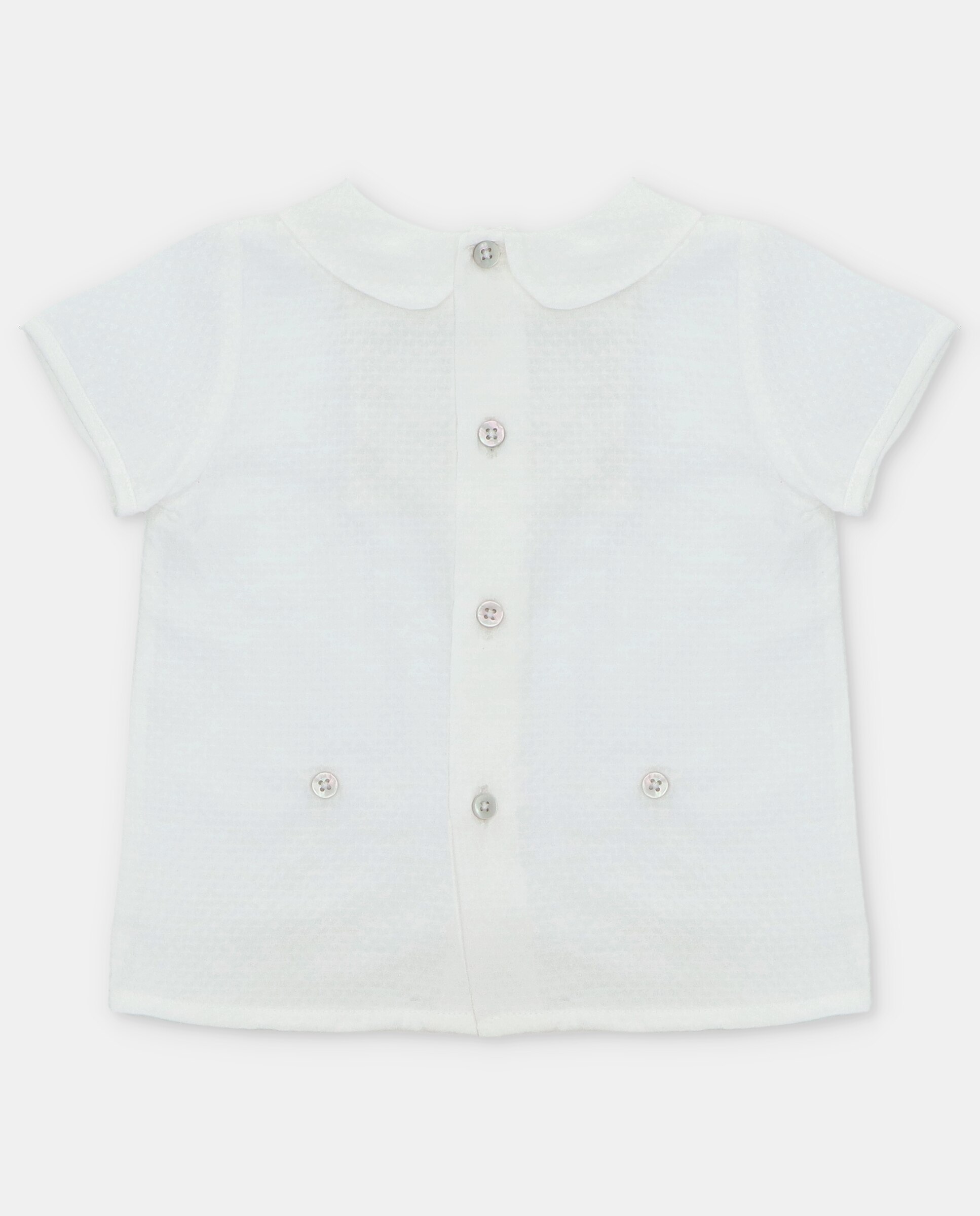 Camisa para Bebé de Algodão com Ponto Smock Martín Aranda Branco-2