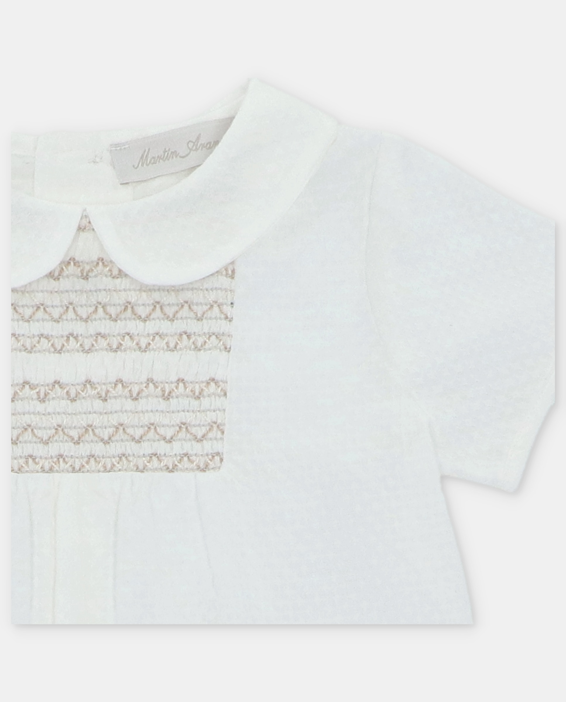 Camisa para Bebé de Algodão com Ponto Smock Martín Aranda Branco-3