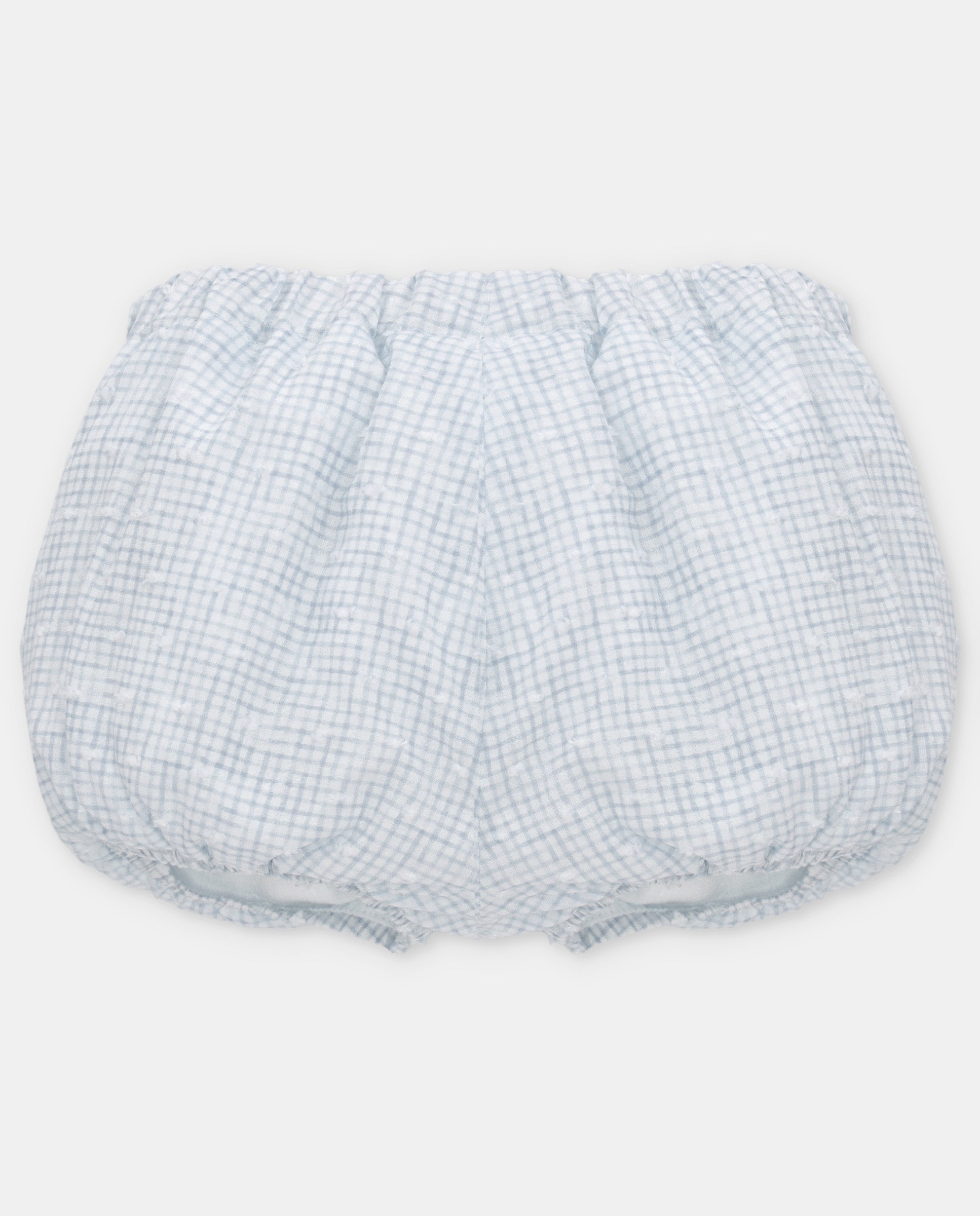 Calças Infantil de Algodão com Microestampado Aos Quadrados Martín Aranda Azul-claro-2