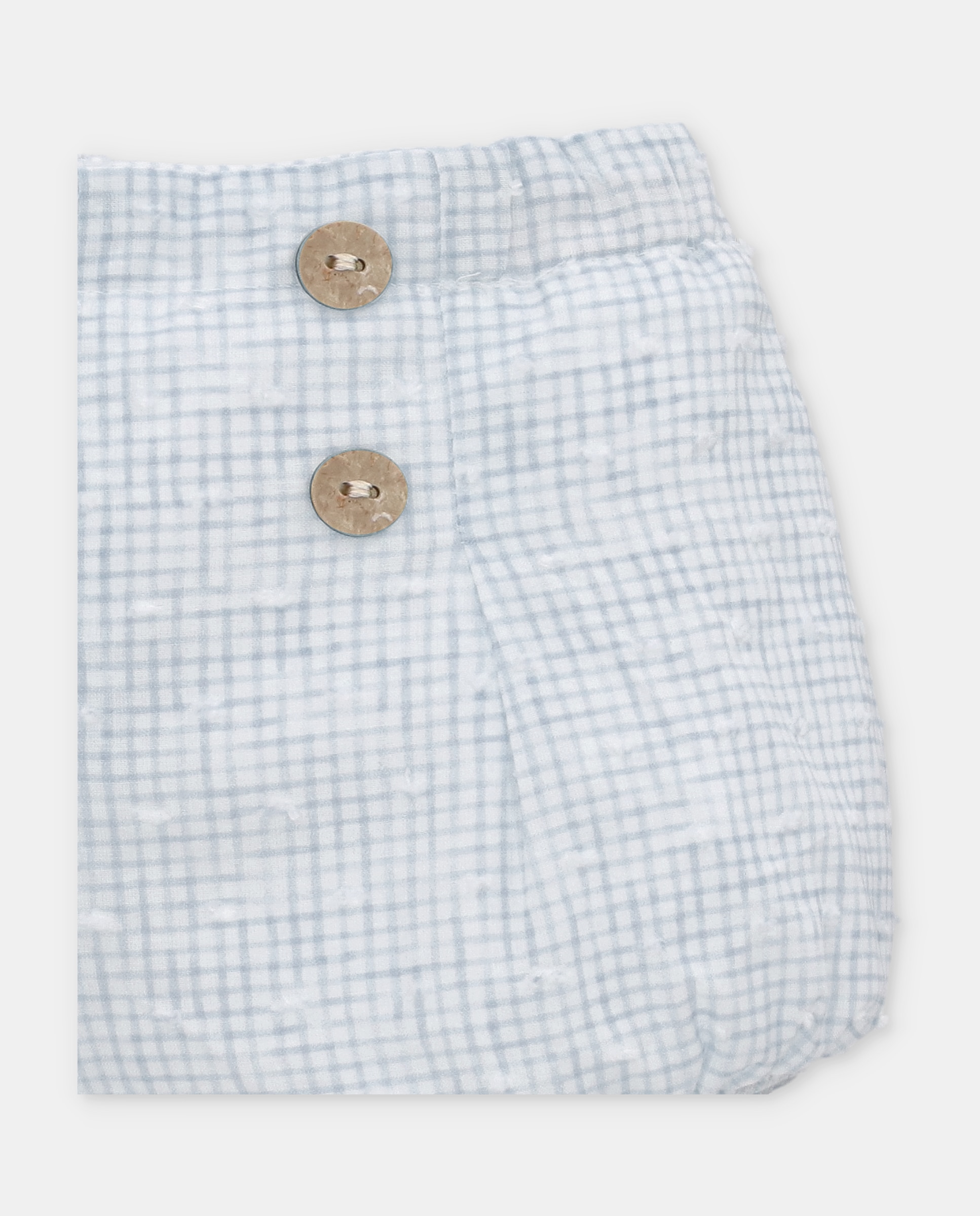 Calças Infantil de Algodão com Microestampado Aos Quadrados Martín Aranda Azul-claro-3