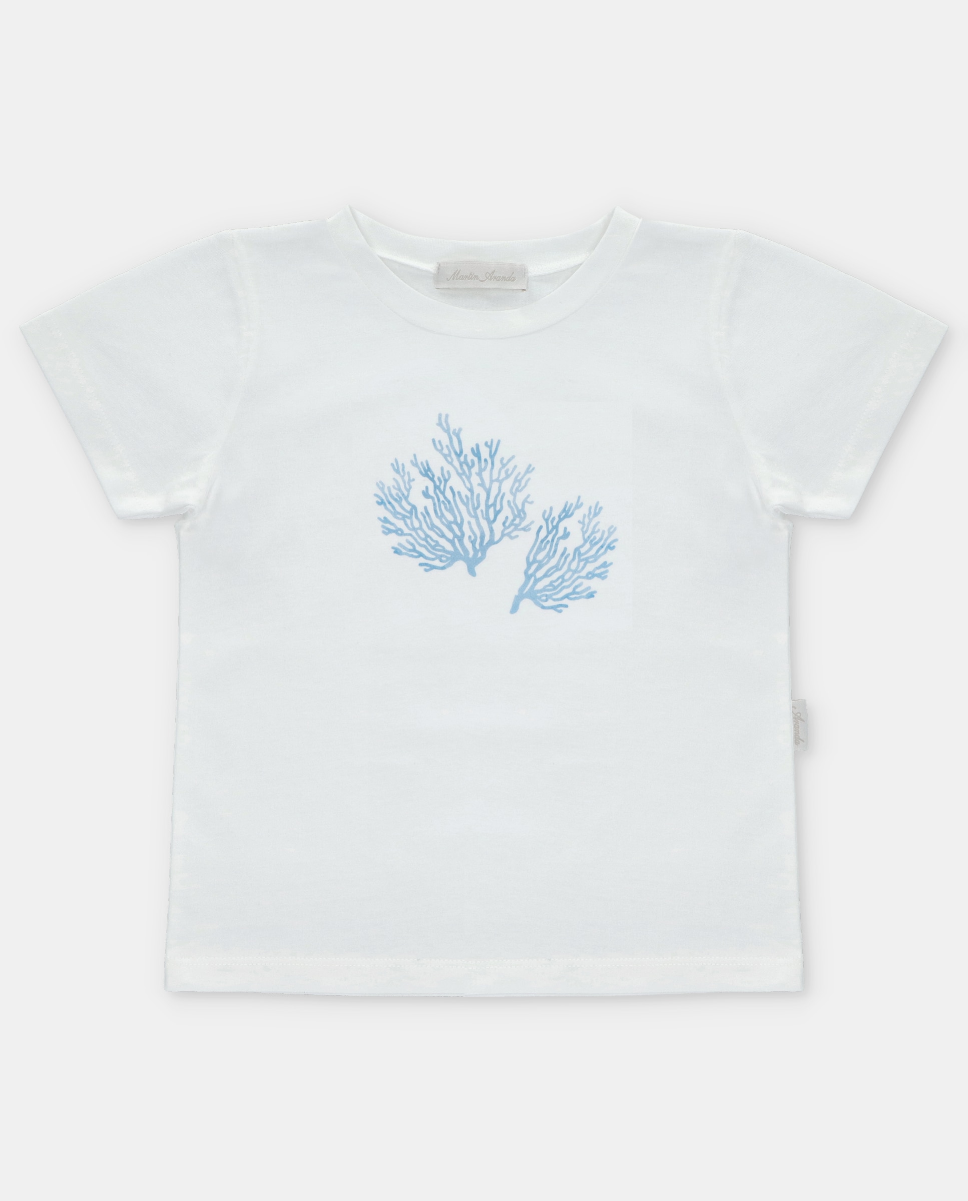 T-shirt para Banho de Bebé de Algodão com Desenho Frontal Martín Aranda Branco-1