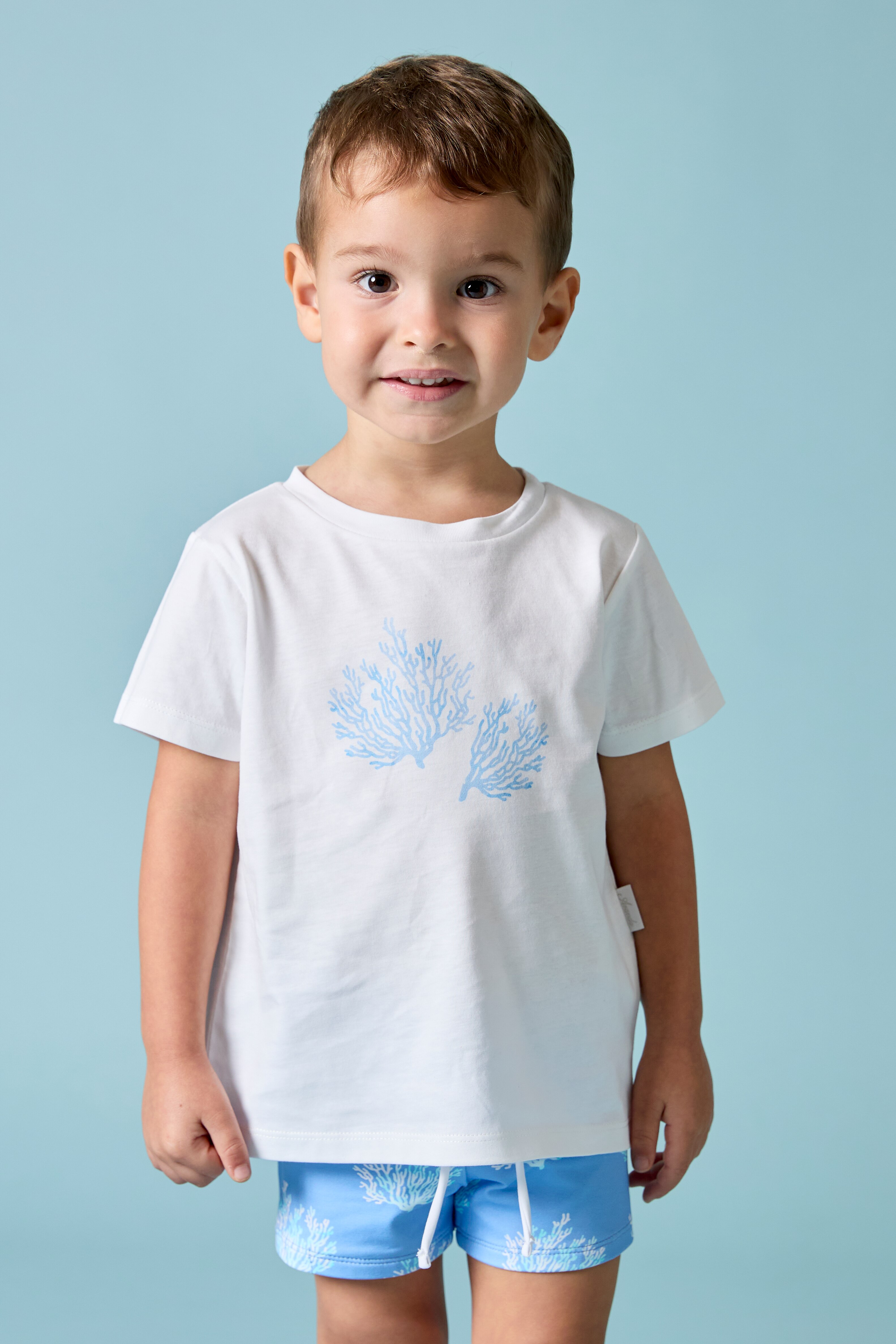 T-shirt para Banho de Bebé de Algodão com Desenho Frontal Martín Aranda Branco-4