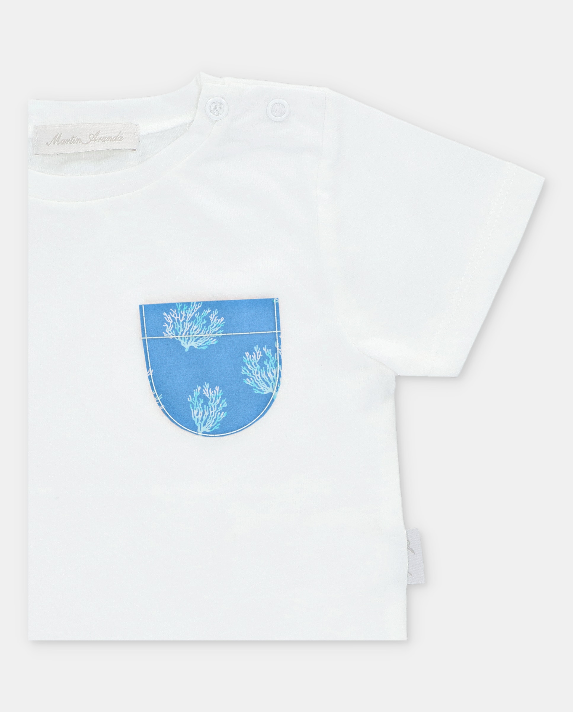 T-shirt para Bebé de Algodão com Bolso Microestampado de Fantasia Martín Aranda Branco-3