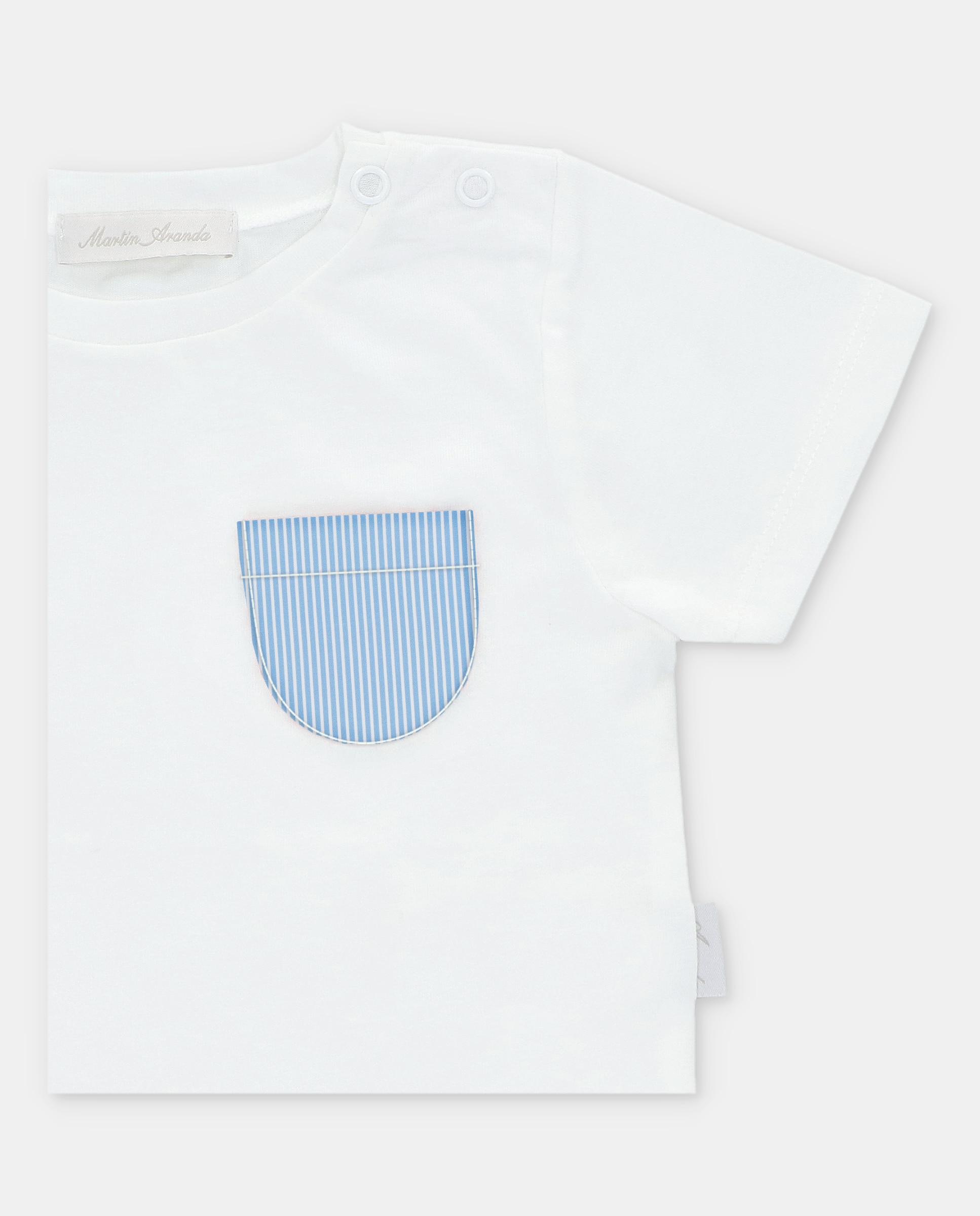 T-shirt de Algodão com Bolso Microestampado de Fantasia Branco-3
