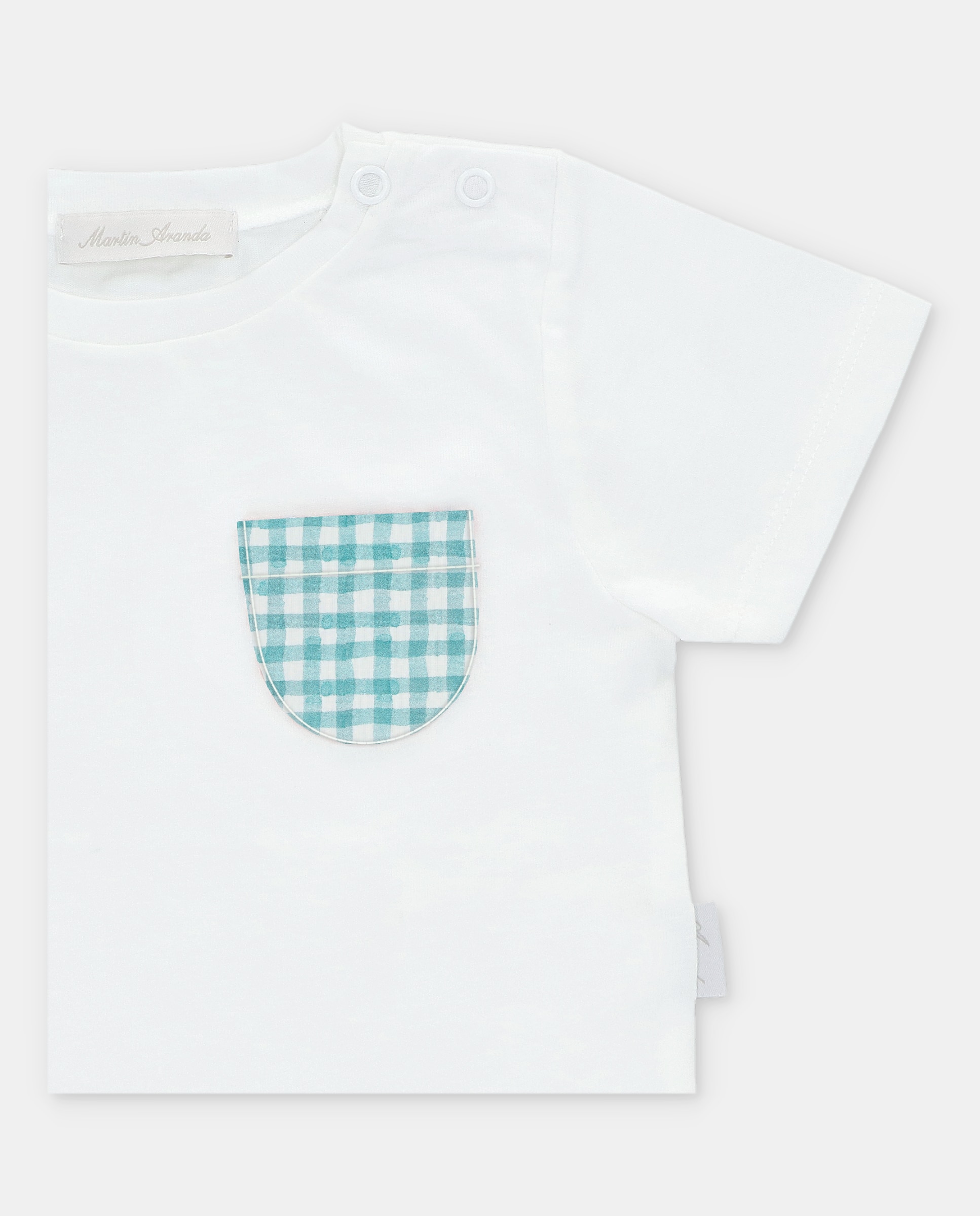 T-shirt de Algodão com Bolso Microestampado de Fantasia Martín Aranda Branco-3
