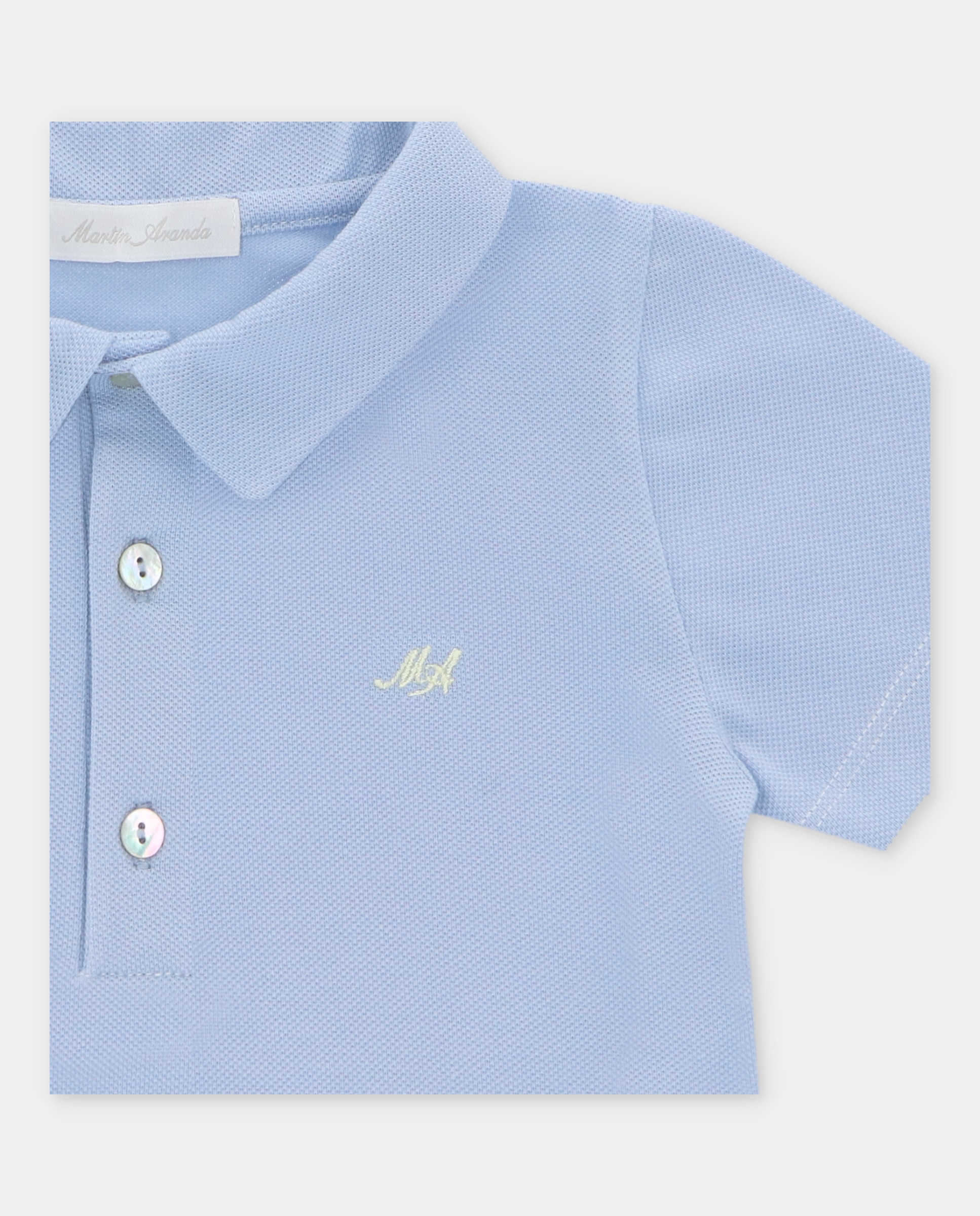 Polo para Bebé com Bordado de Marca Martín Aranda Azul-claro-3
