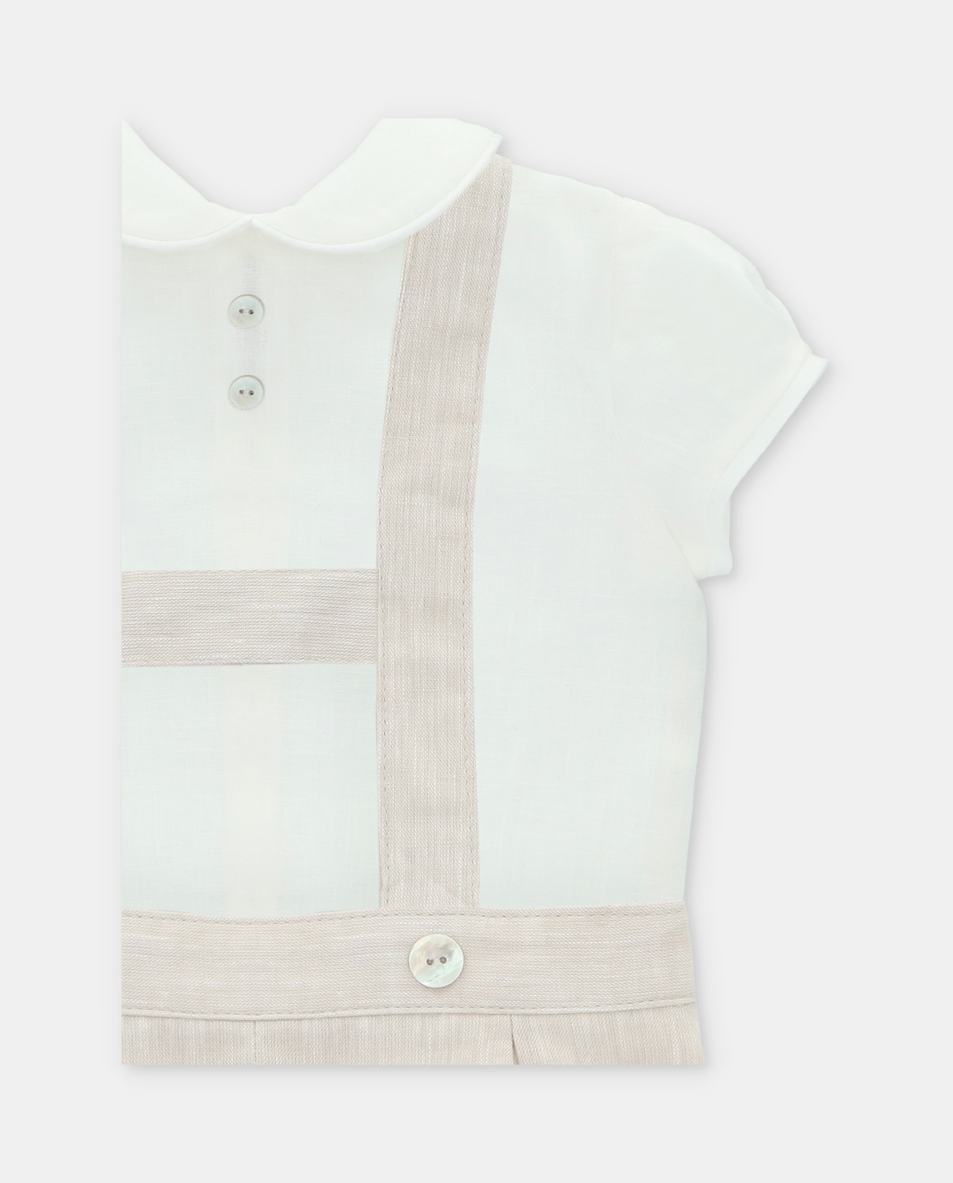 Conjunto de Algodão para Bebé de Camisa e Bombacha com Alças Castanho-claro-3