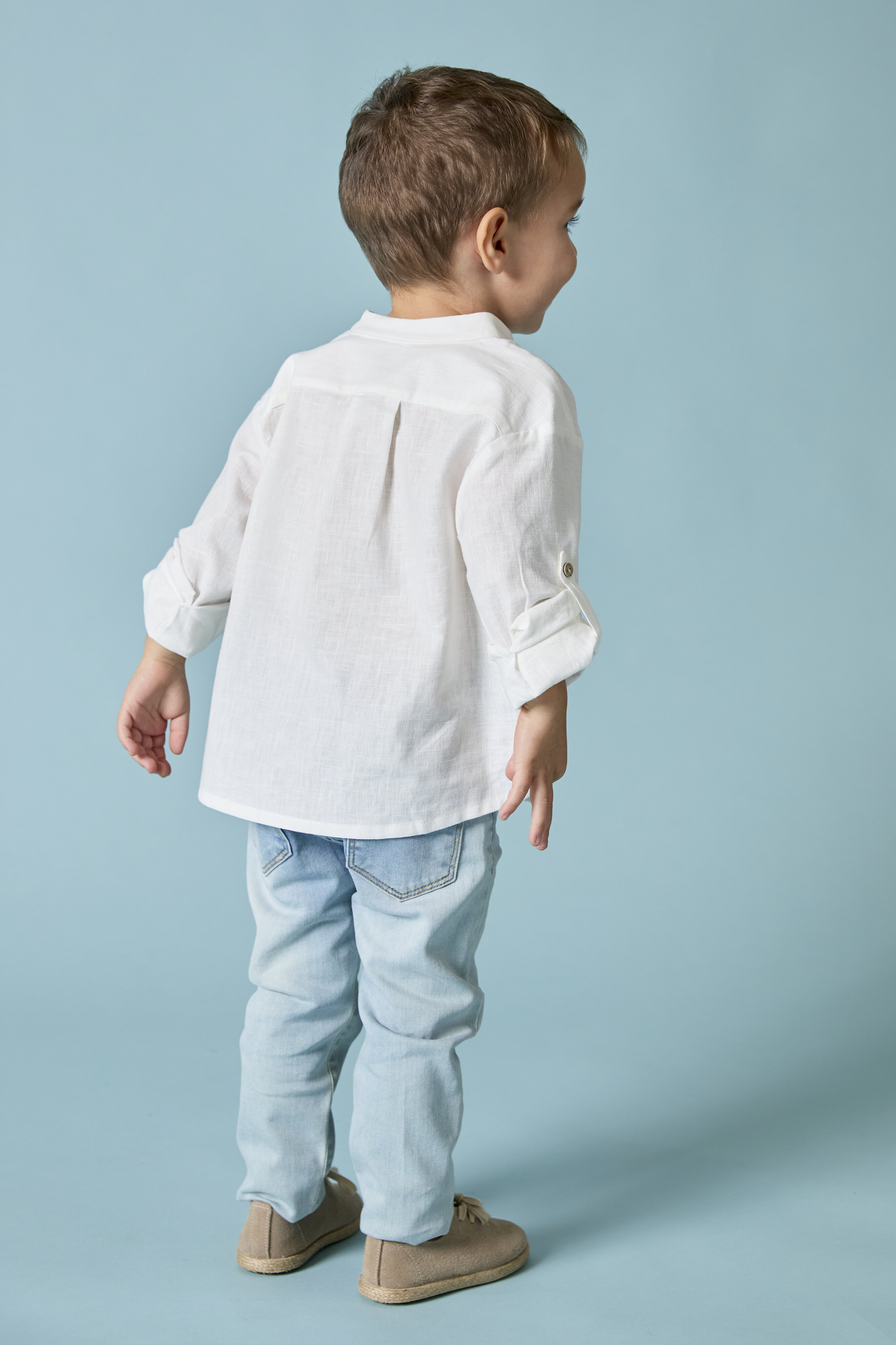 Camisa Infantil de Manga Comprida com Gola À Padre Martín Aranda Natural-5