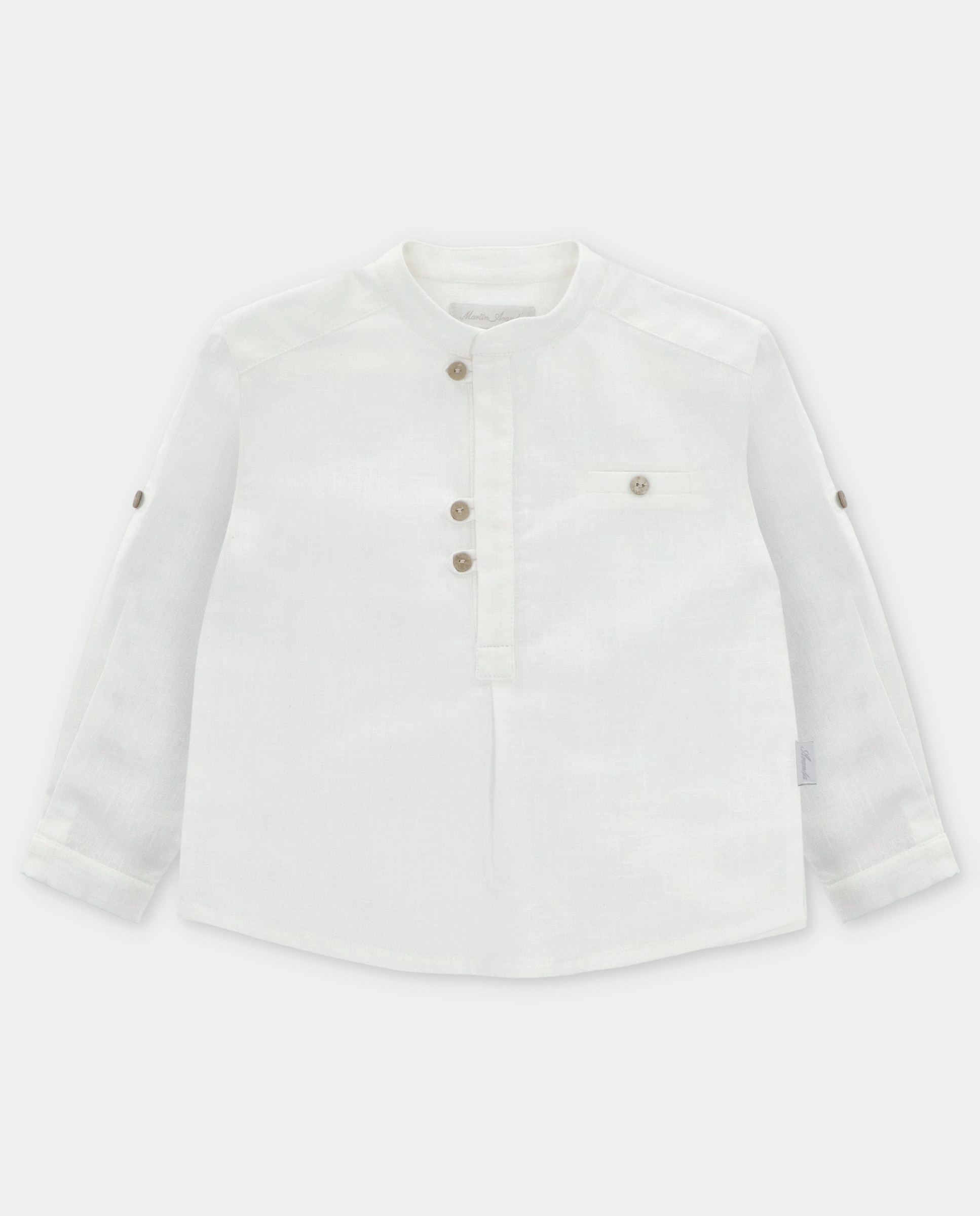Camisa Infantil de Manga Comprida com Gola À Padre Martín Aranda Natural-1