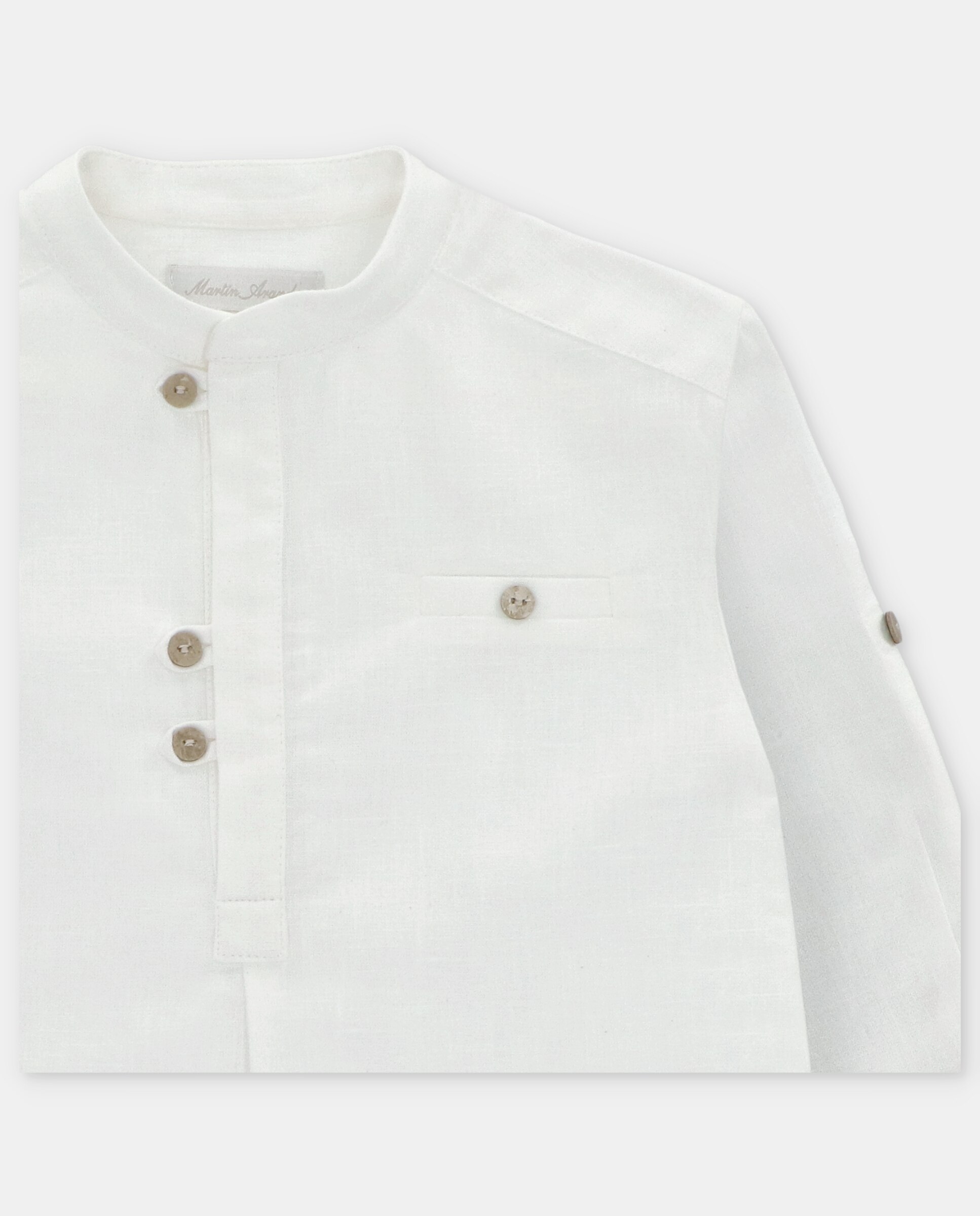 Camisa Infantil de Manga Comprida com Gola À Padre Martín Aranda Natural-3