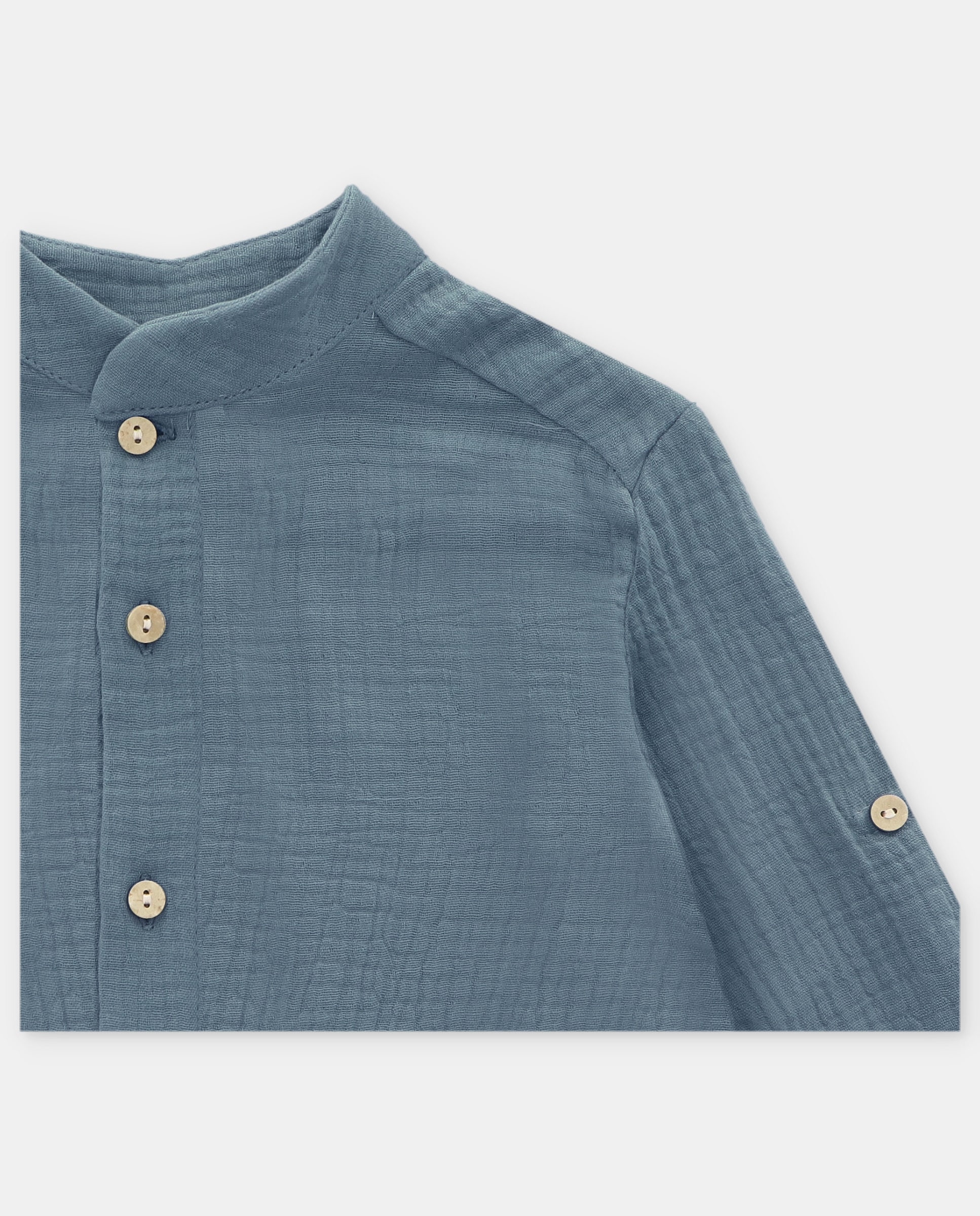 Camisa para Bebé de Manga Comprida de Algodão com Gola À Padre Martín Aranda Azul-acinzentado-3