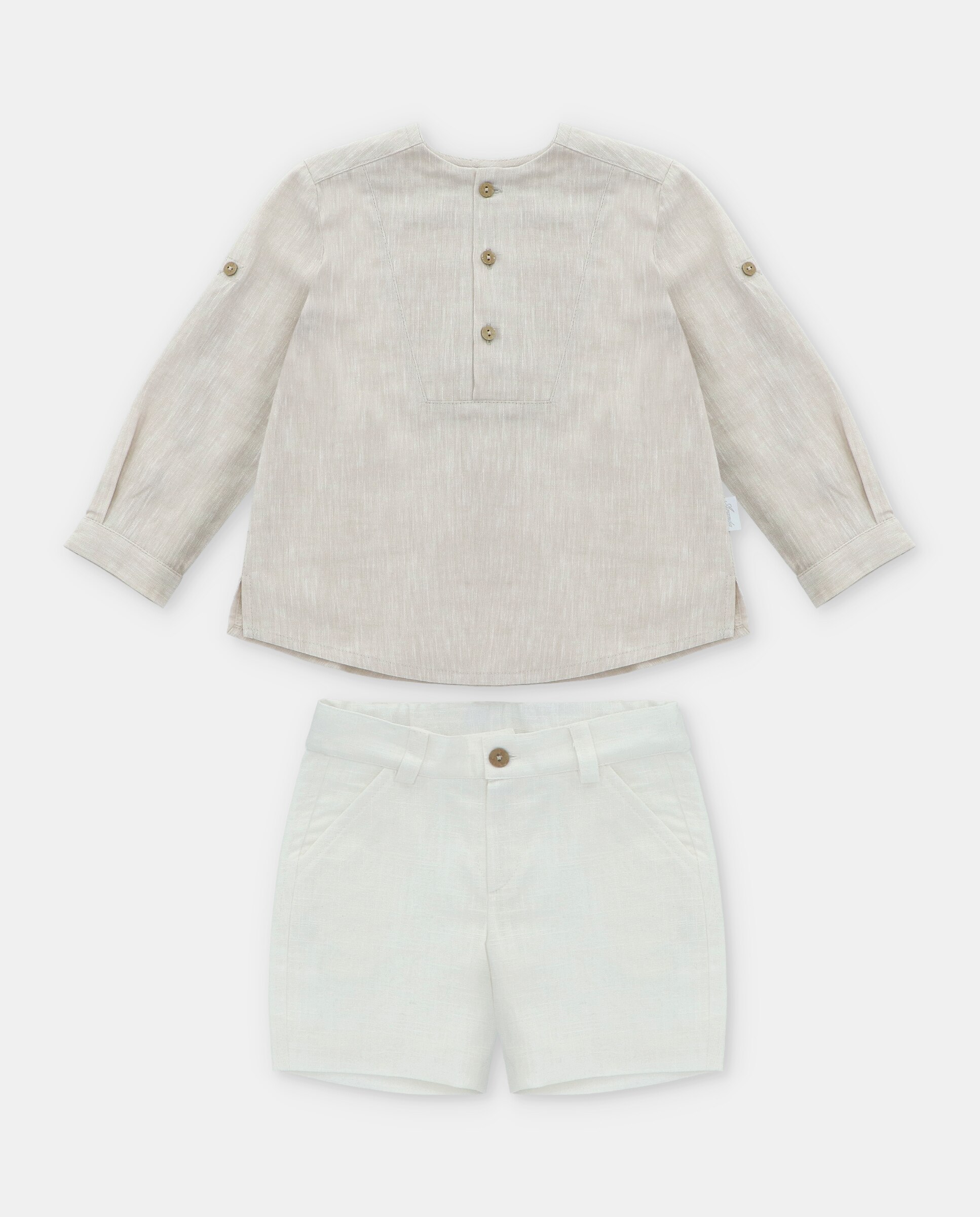 Imagem 0 de Conjunto Infantil de Camisa de Algodão e Calças de Linho