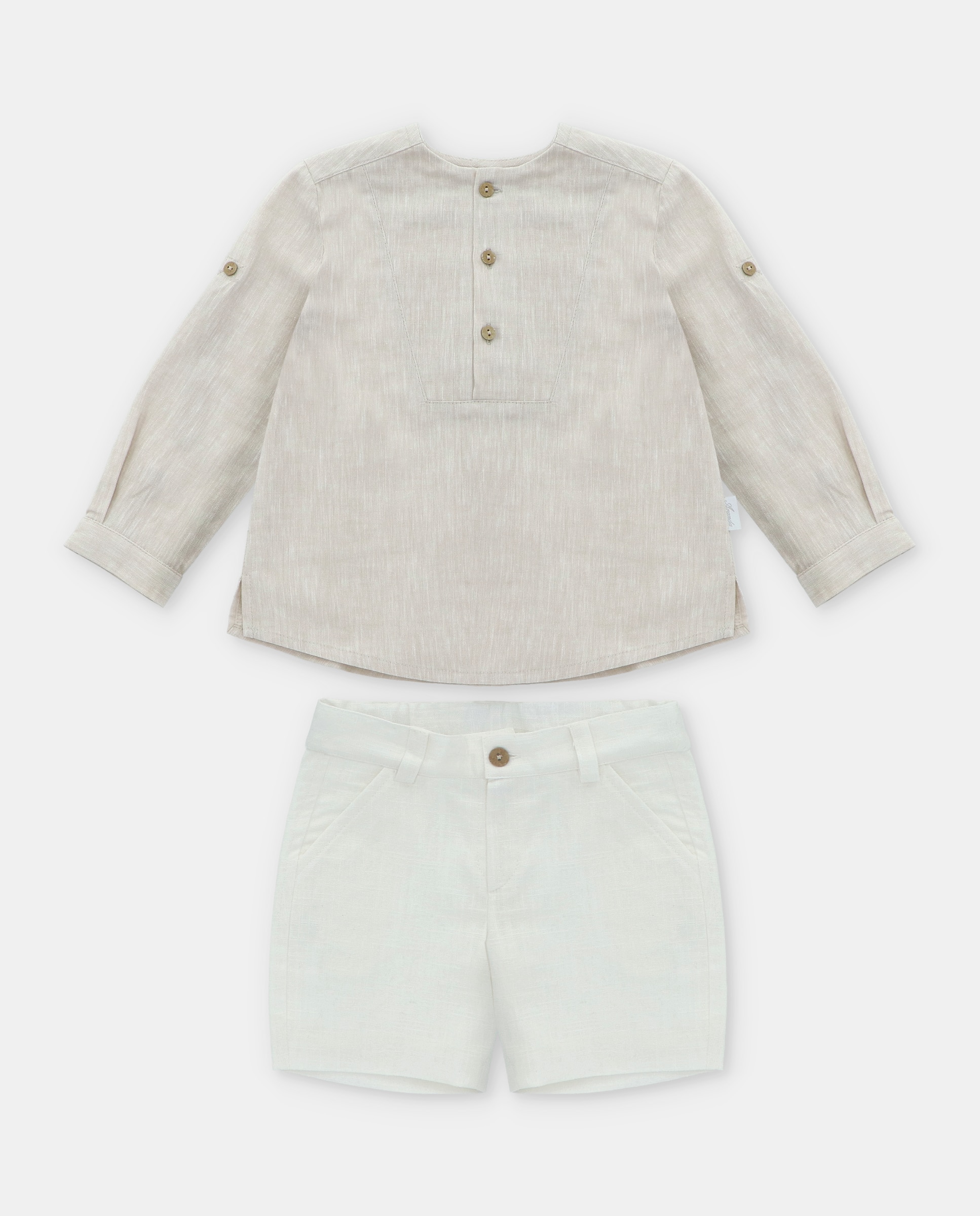 Imagem 0 de Conjunto Infantil de Camisa de Algodão e Calças de Linho