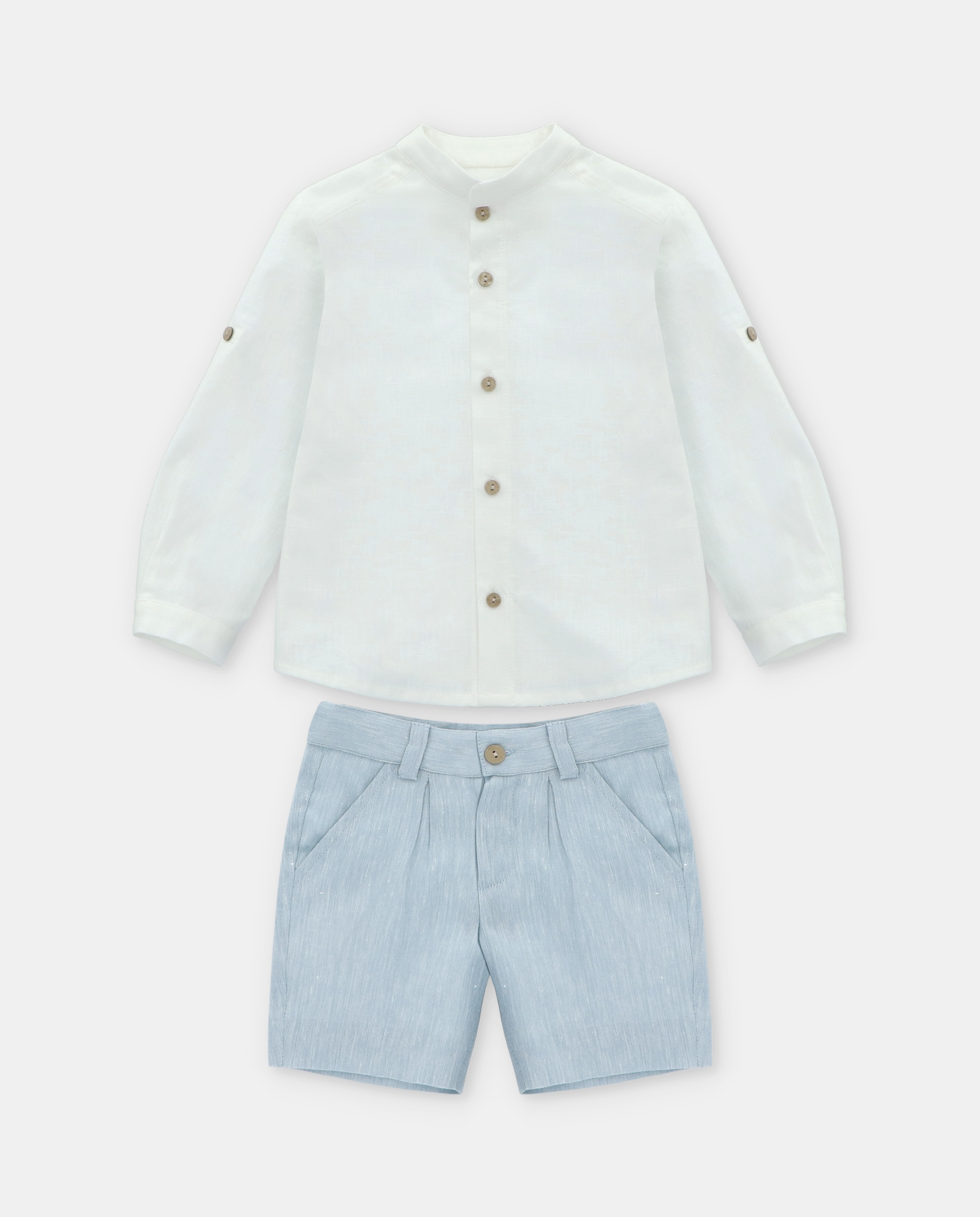 Imagem 0 de Conjunto Infantil de Camisa com Gola À Padre e Calças