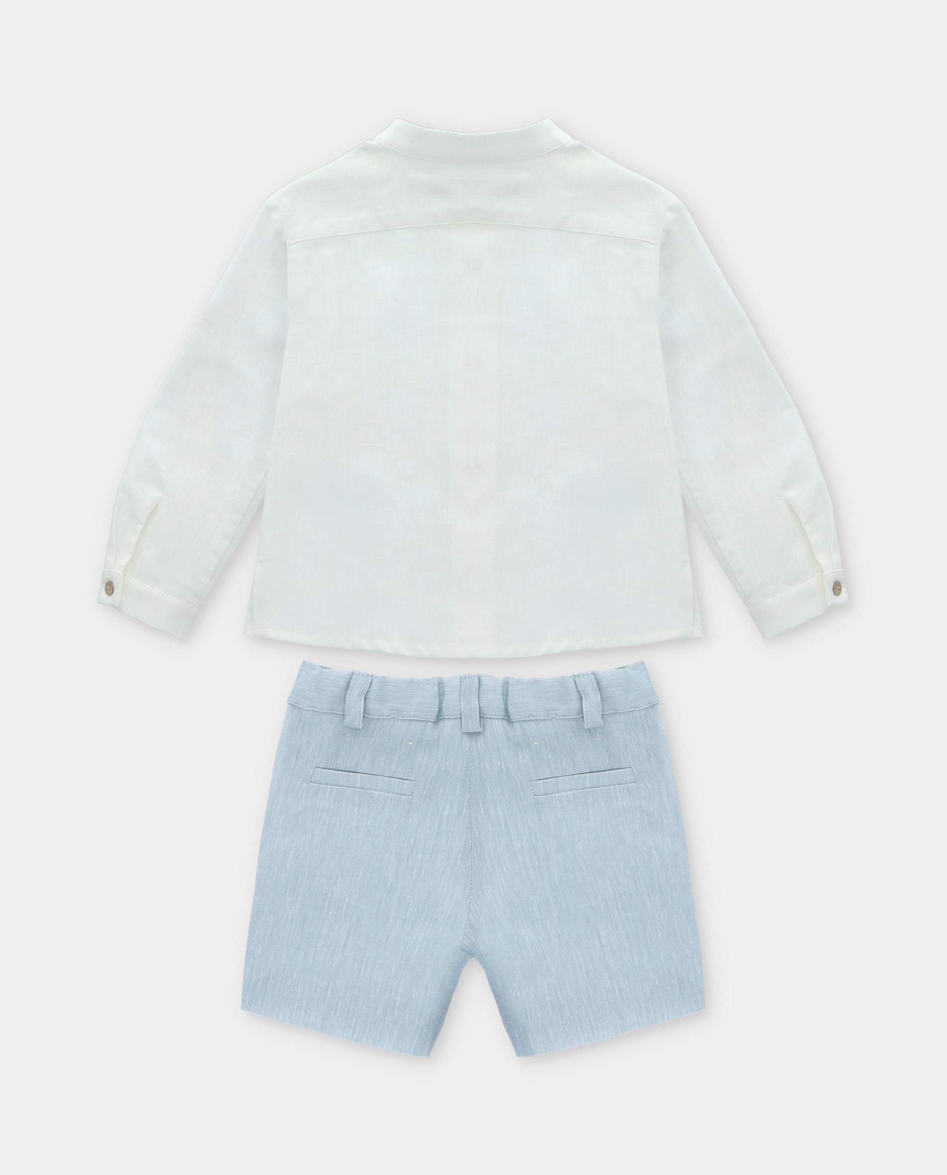 Conjunto Infantil de Camisa com Gola À Padre e Calças Martín Aranda Branco-2