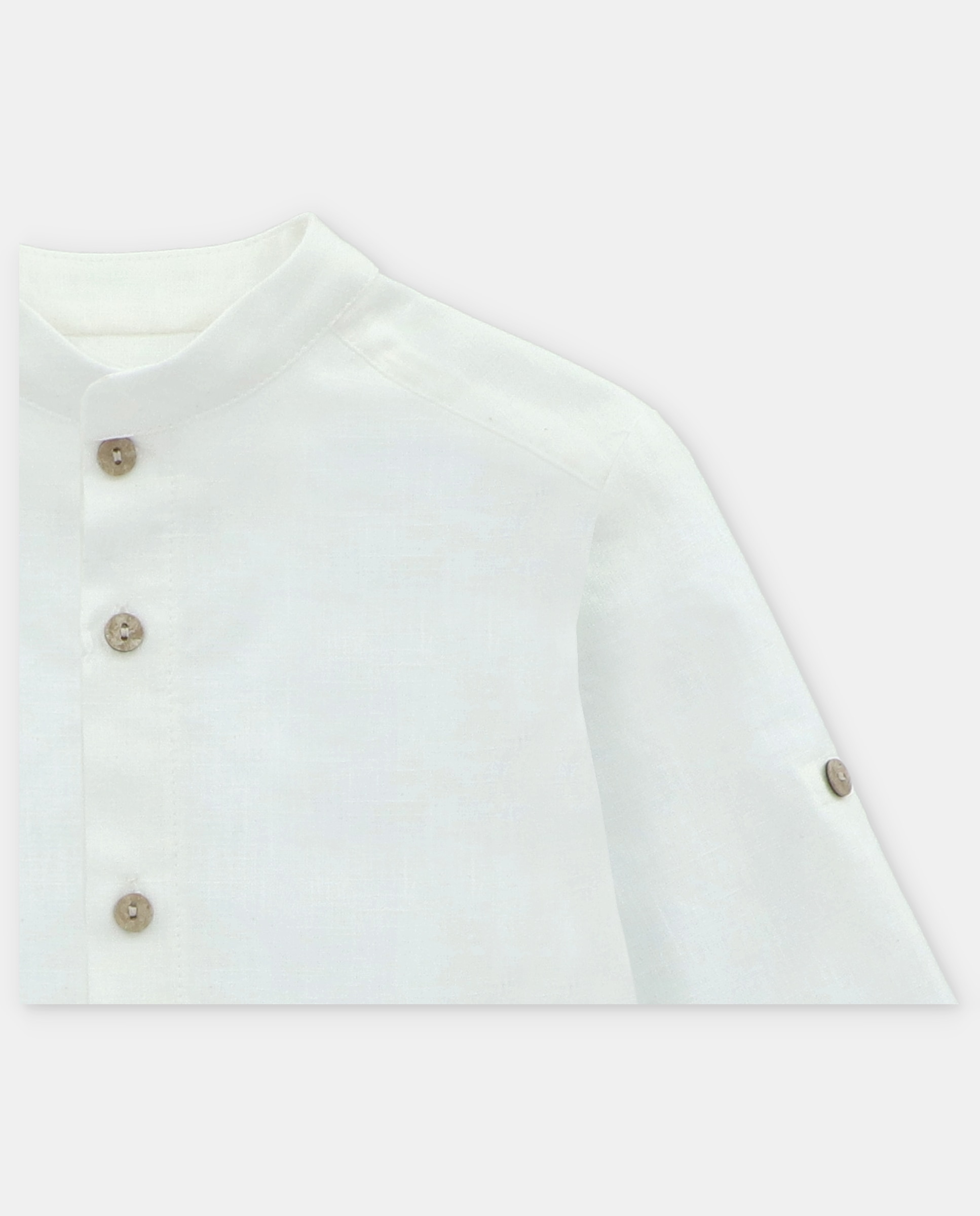 Conjunto Infantil de Camisa com Gola À Padre e Calças Martín Aranda Branco-3