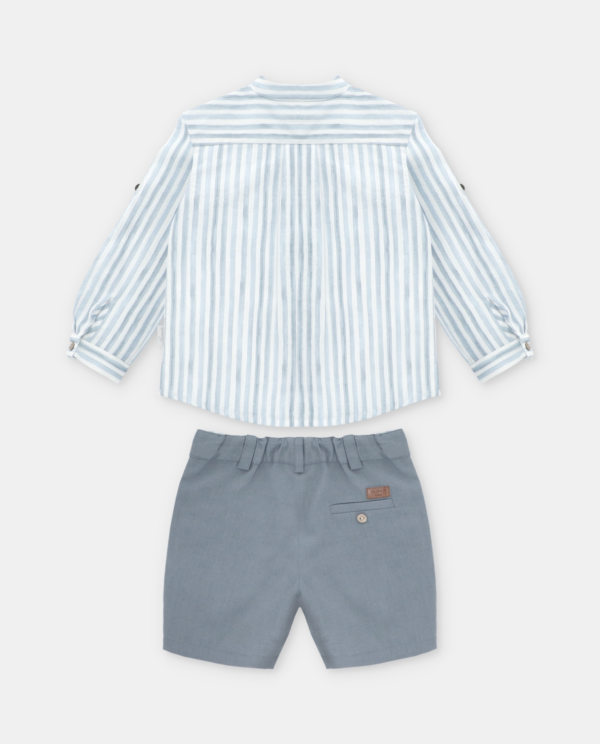Conjunto Infantil de Camisa Às Riscas e Calças Martín Aranda Azul-celeste-2