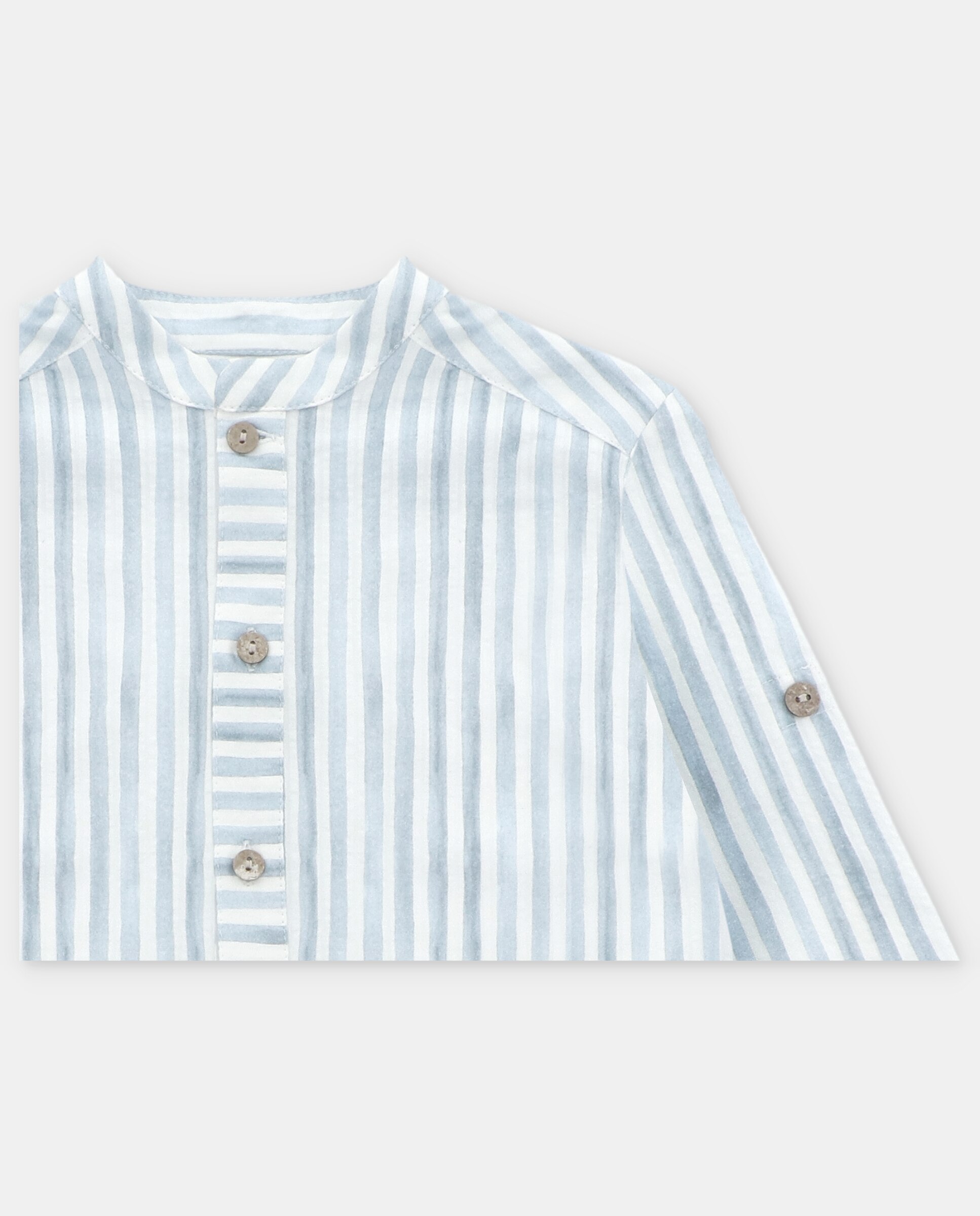 Conjunto Infantil de Camisa Às Riscas e Calças Martín Aranda Azul-celeste-3