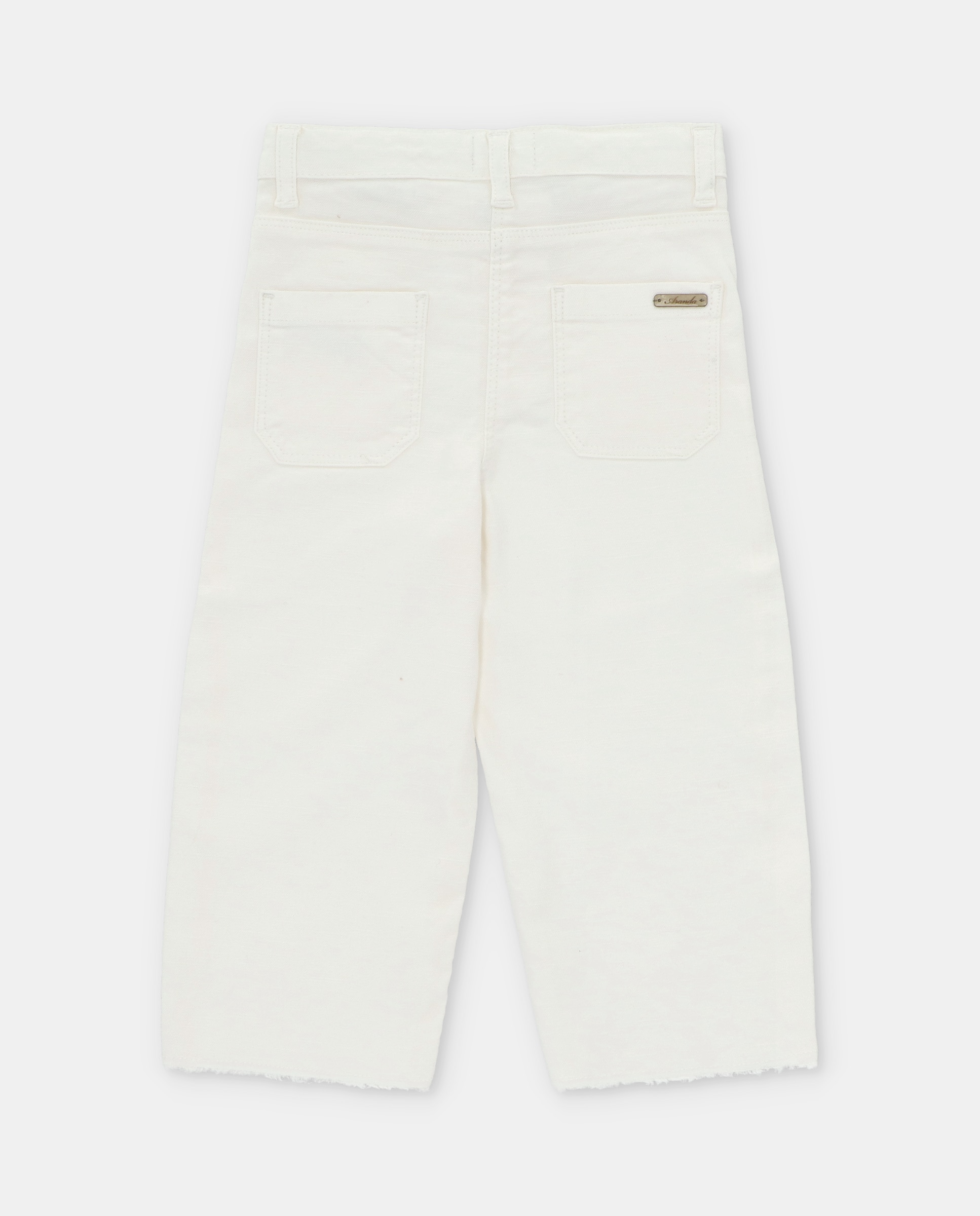 Calças de Tecido À Boca de Sino com Bolsos Cinco Bolsos Martín Aranda Natural-2