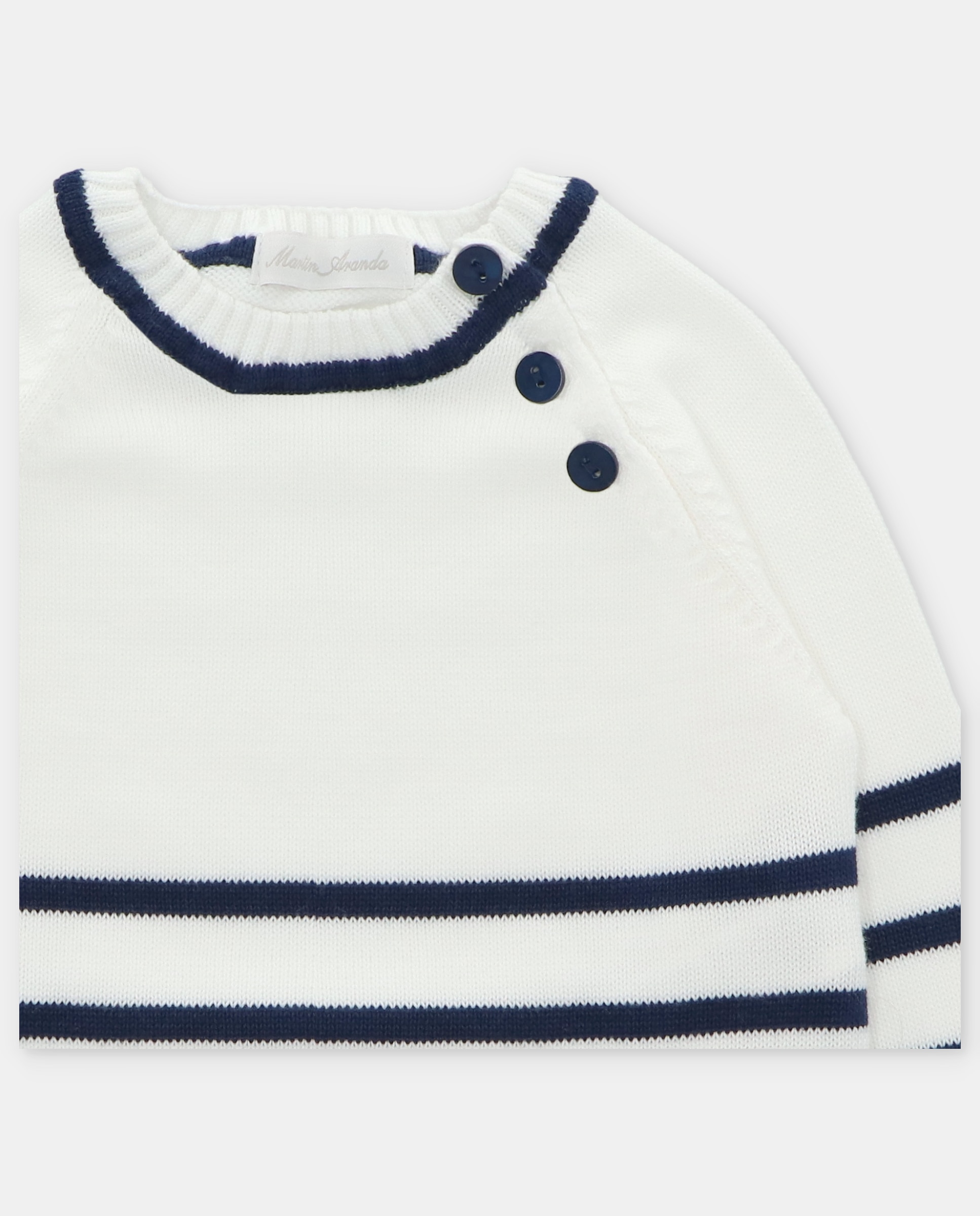 Camisola de Malha para Bebé Às Riscas com Gola Redonda Martín Aranda Azul-marinho-3