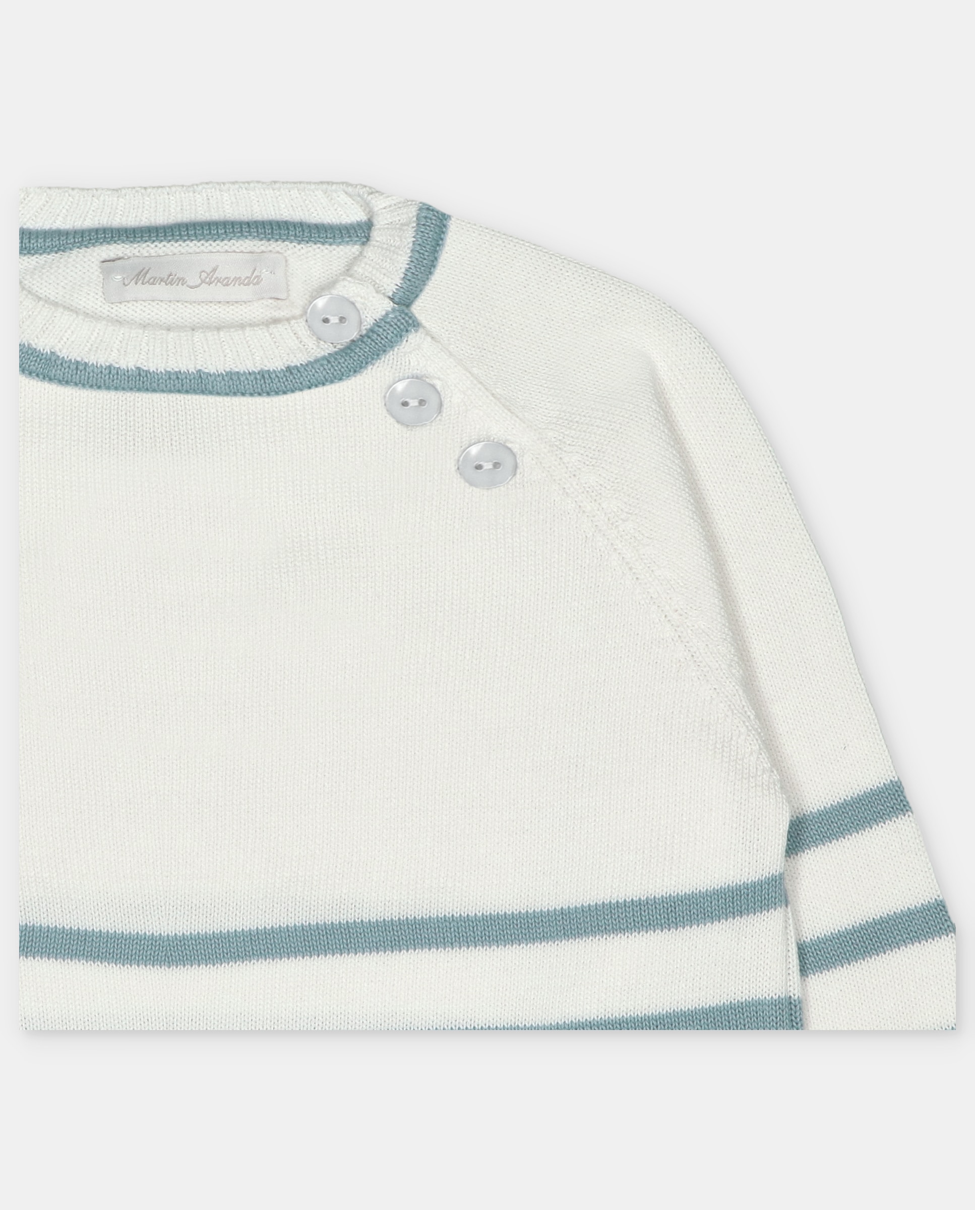 Camisola de Malha Infantil Às Riscas com Gola Redonda Martín Aranda Verde-escuro-3