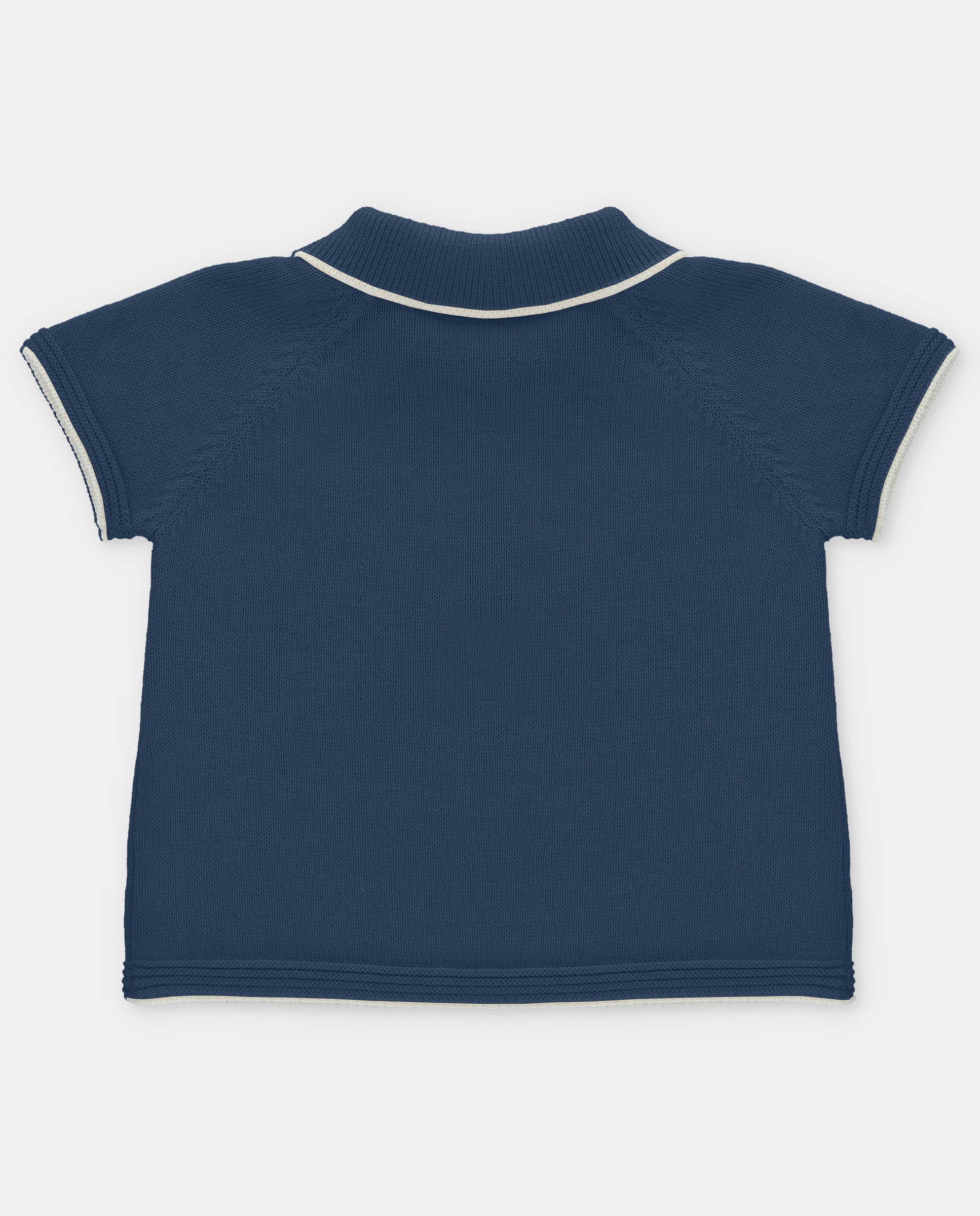 Camisola para Bebé de Manga Curta com Gola Polo Azul-marinho-2