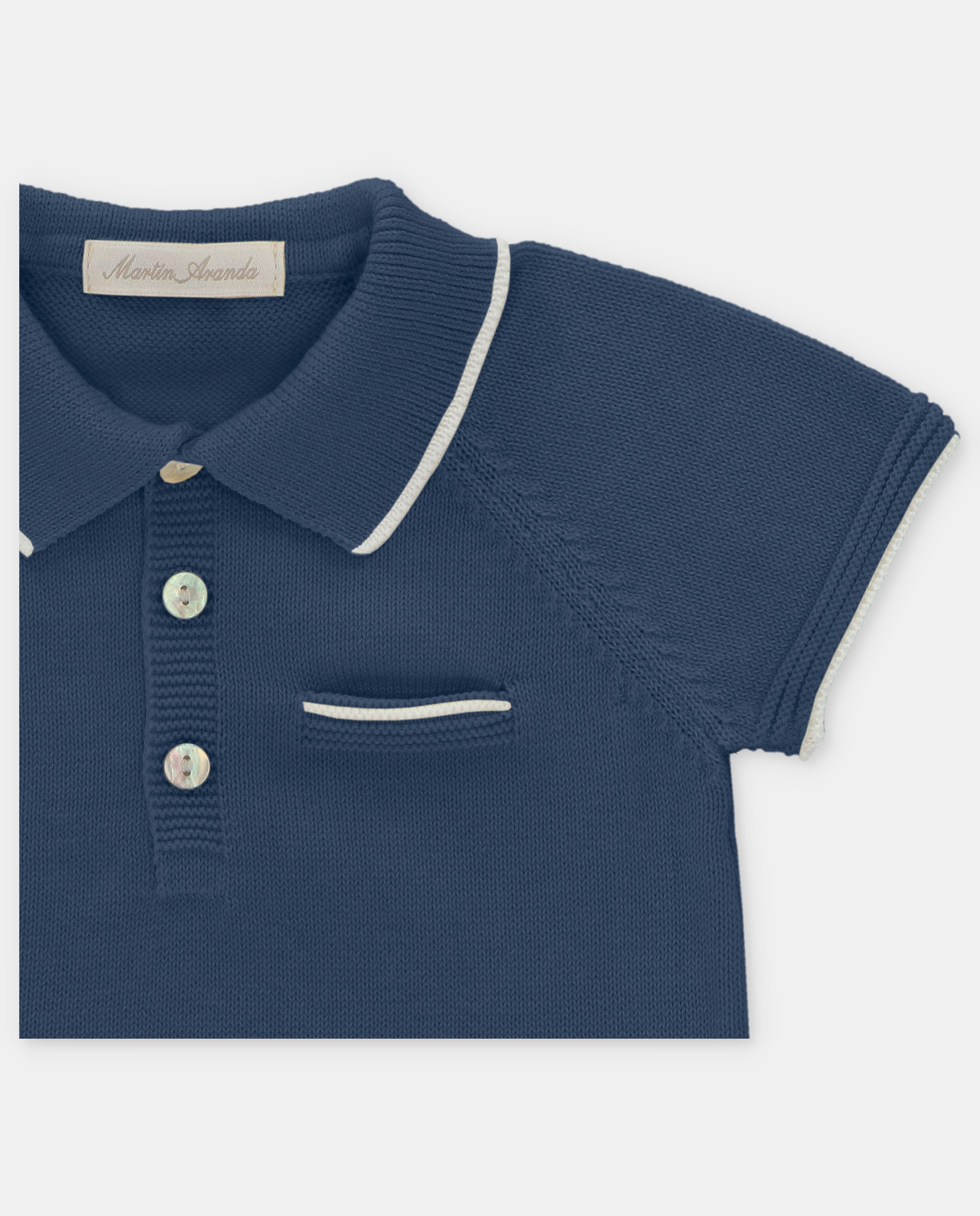 Camisola para Bebé de Manga Curta com Gola Polo Azul-marinho-3