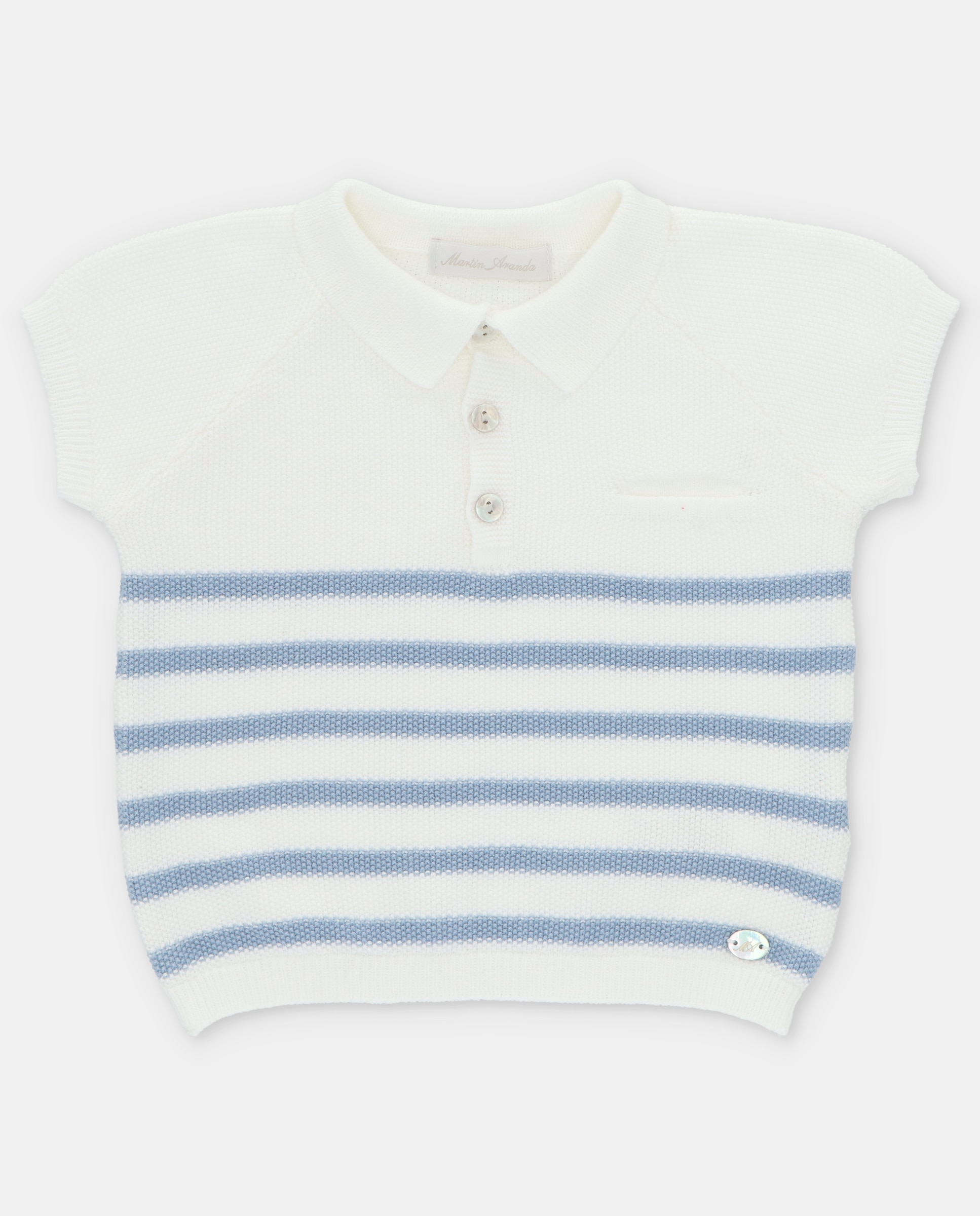 Imagem 0 de Camisola para Bebé de Manga Curta Às Riscas e Gola Polo