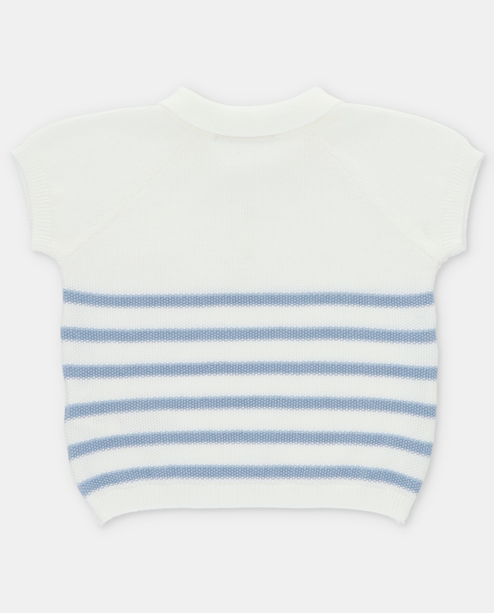 Camisola para Bebé de Manga Curta Às Riscas e Gola Polo Martín Aranda Azul-claro-2