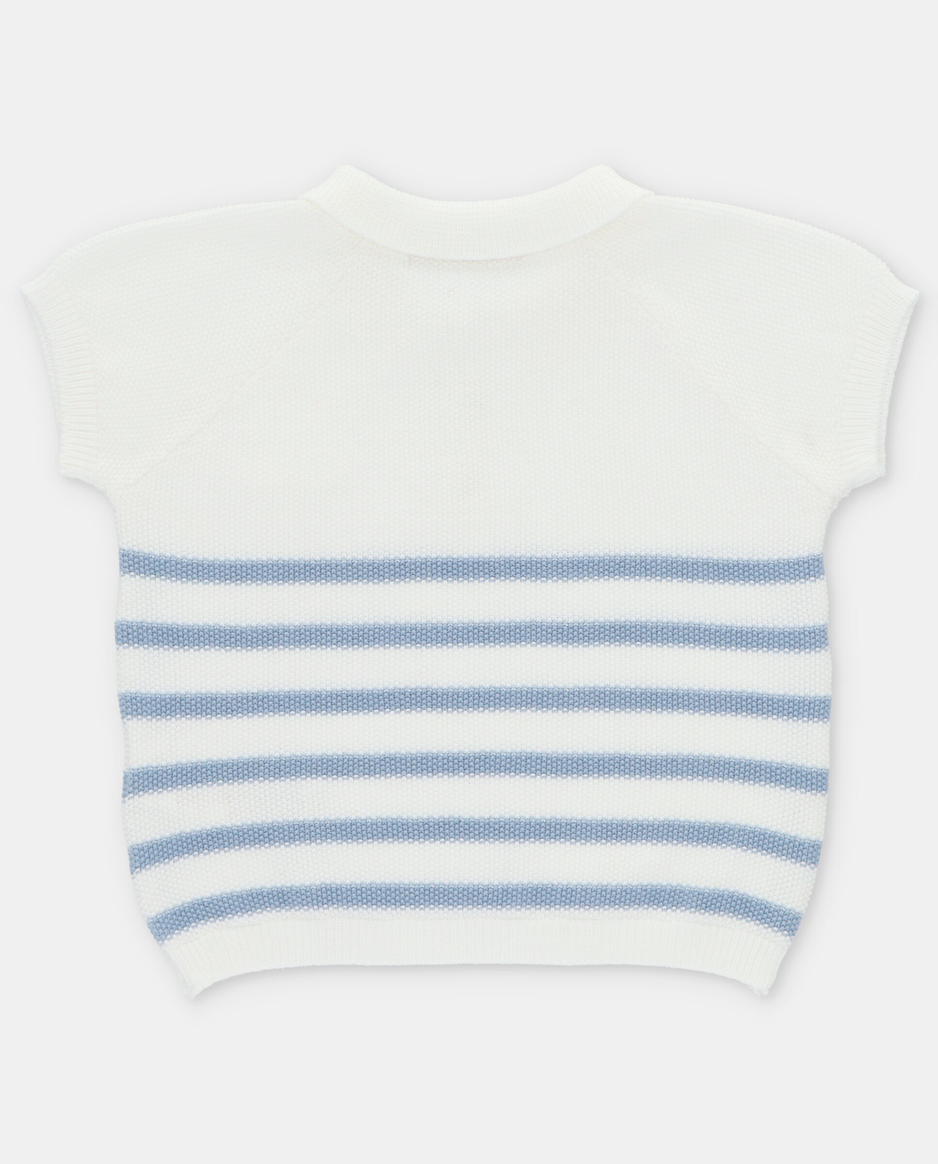 Camisola Infantil de Manga Curta Às Riscas e Gola Polo Martín Aranda Azul-claro-2
