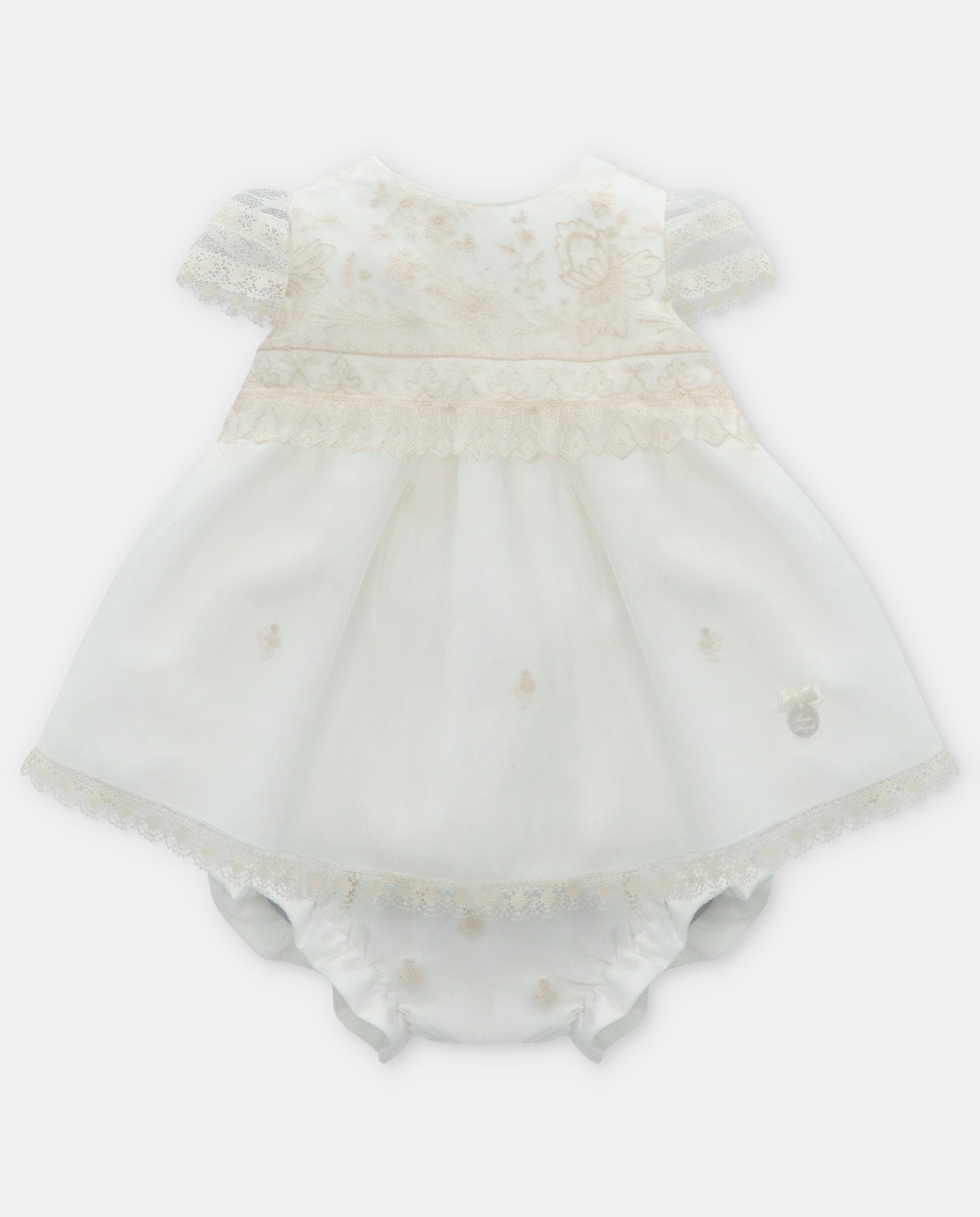 Imagem 0 de Conjunto para Bebé de Vestido em Tecido e Tule Bordado com Cueca