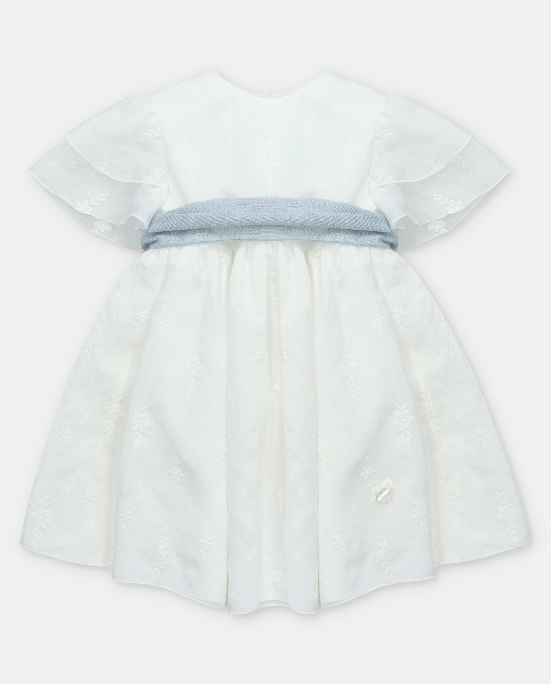 Imagem 0 de Vestido para Bebé de Tecido Bordado de Fantasia e Cinto em Contraste