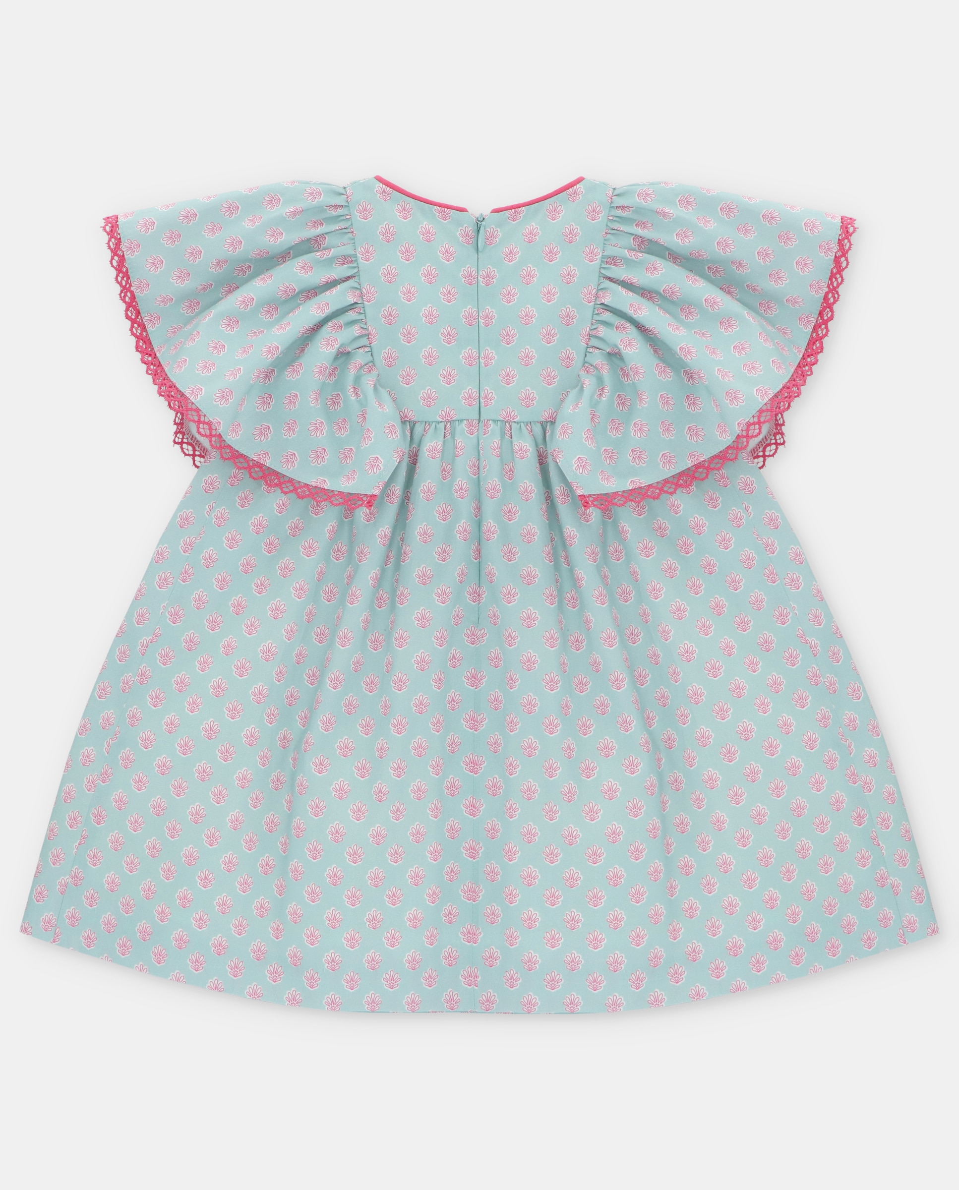 Vestido Infantil com Folhos e Estampado de Fantasia Martín Aranda Azul-claro-2