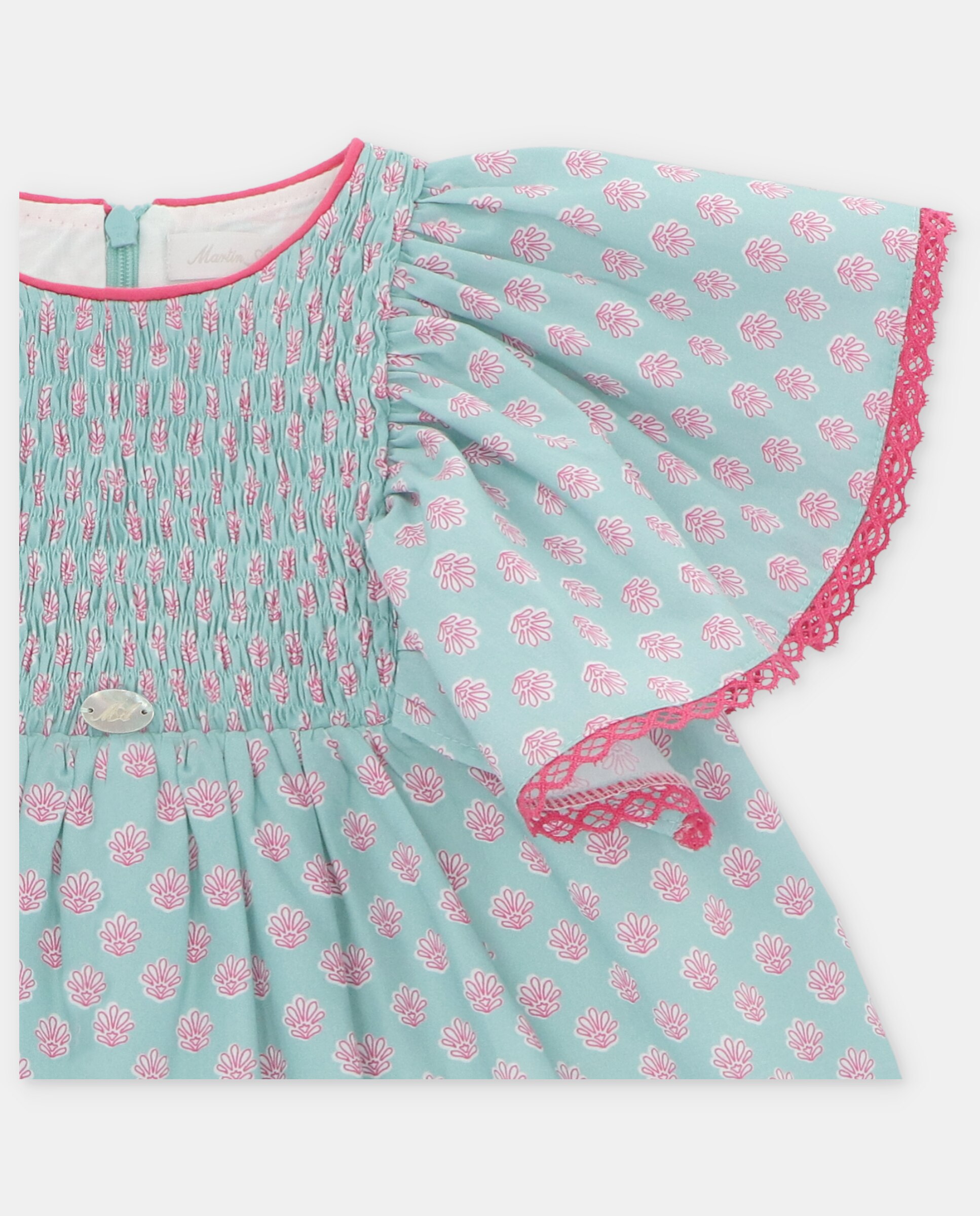 Vestido Infantil com Folhos e Estampado de Fantasia Martín Aranda Azul-claro-3