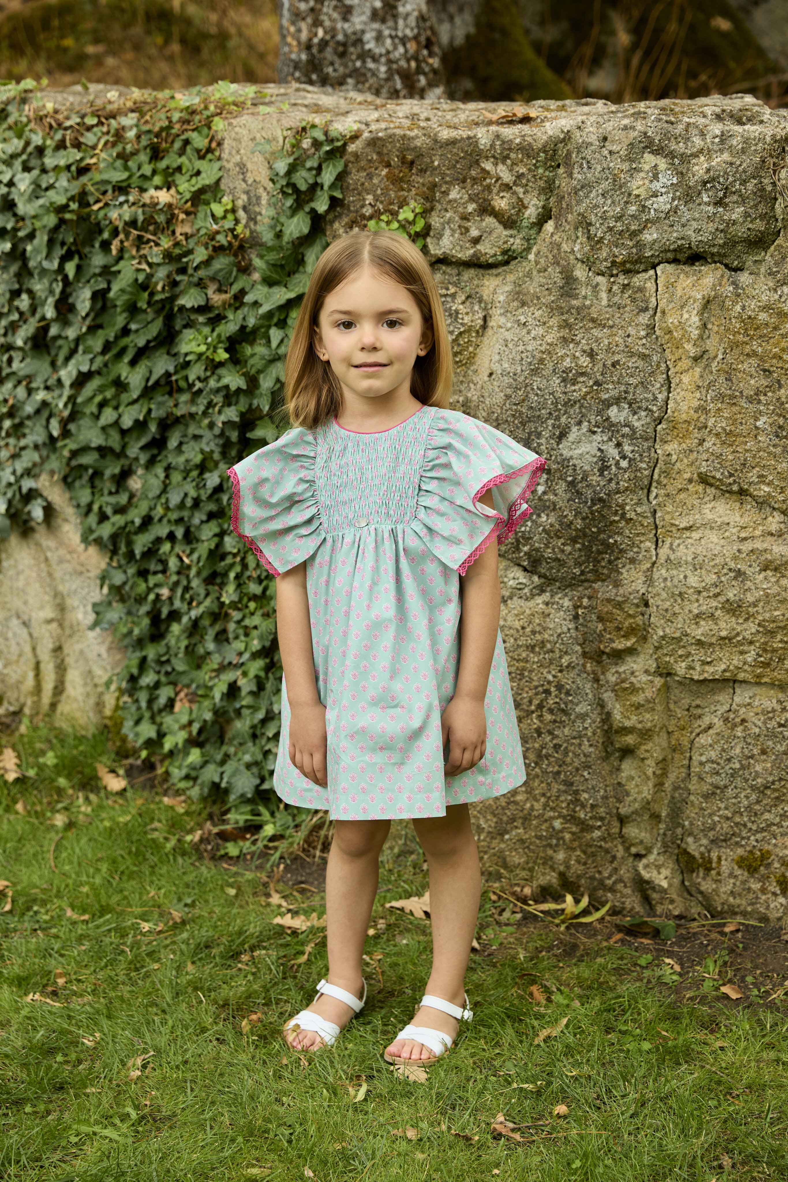 Vestido Infantil com Folhos e Estampado de Fantasia Martín Aranda Azul-claro-5