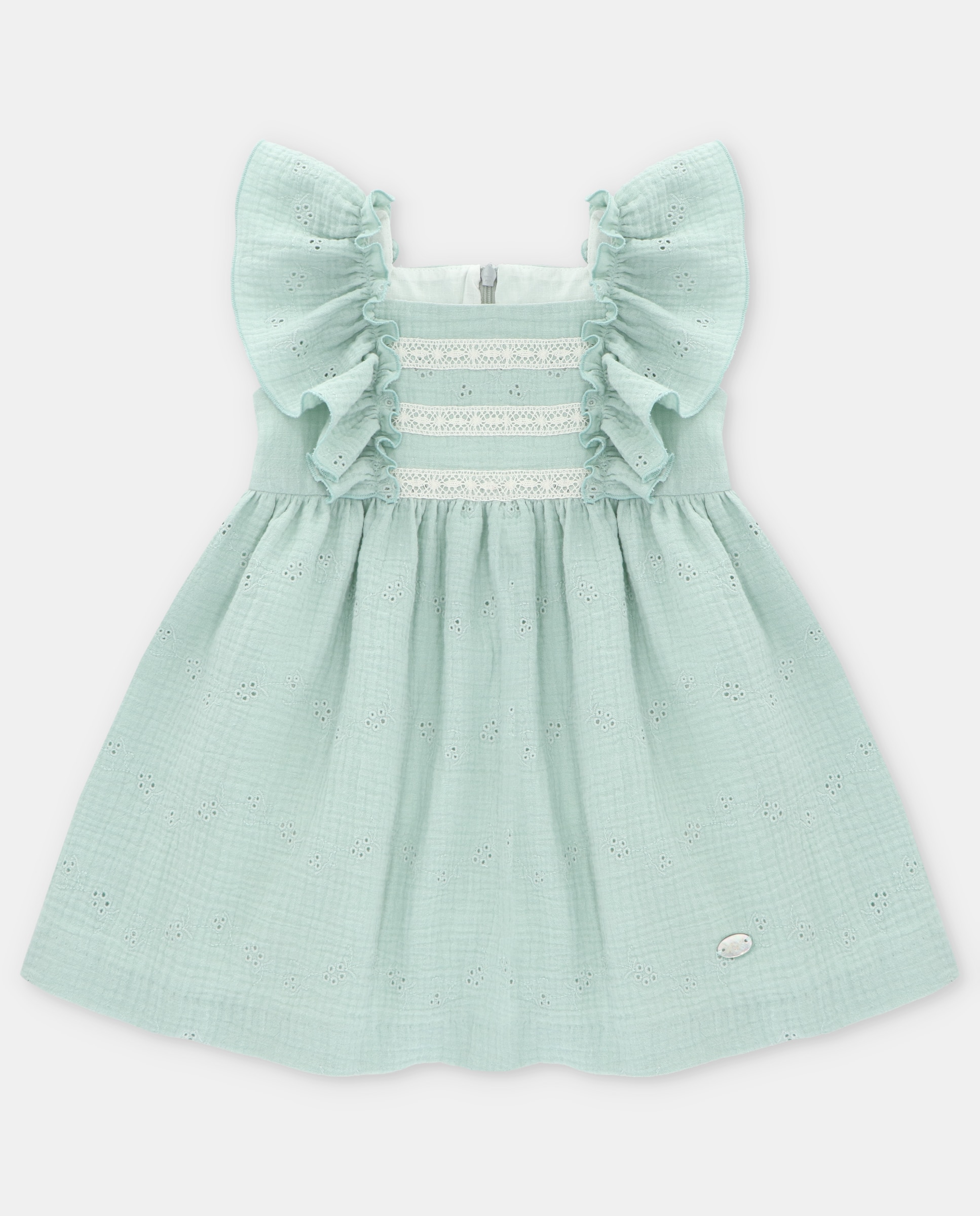 Imagem 0 de Vestido Infantil com Folhos e Bordados Perfurados
