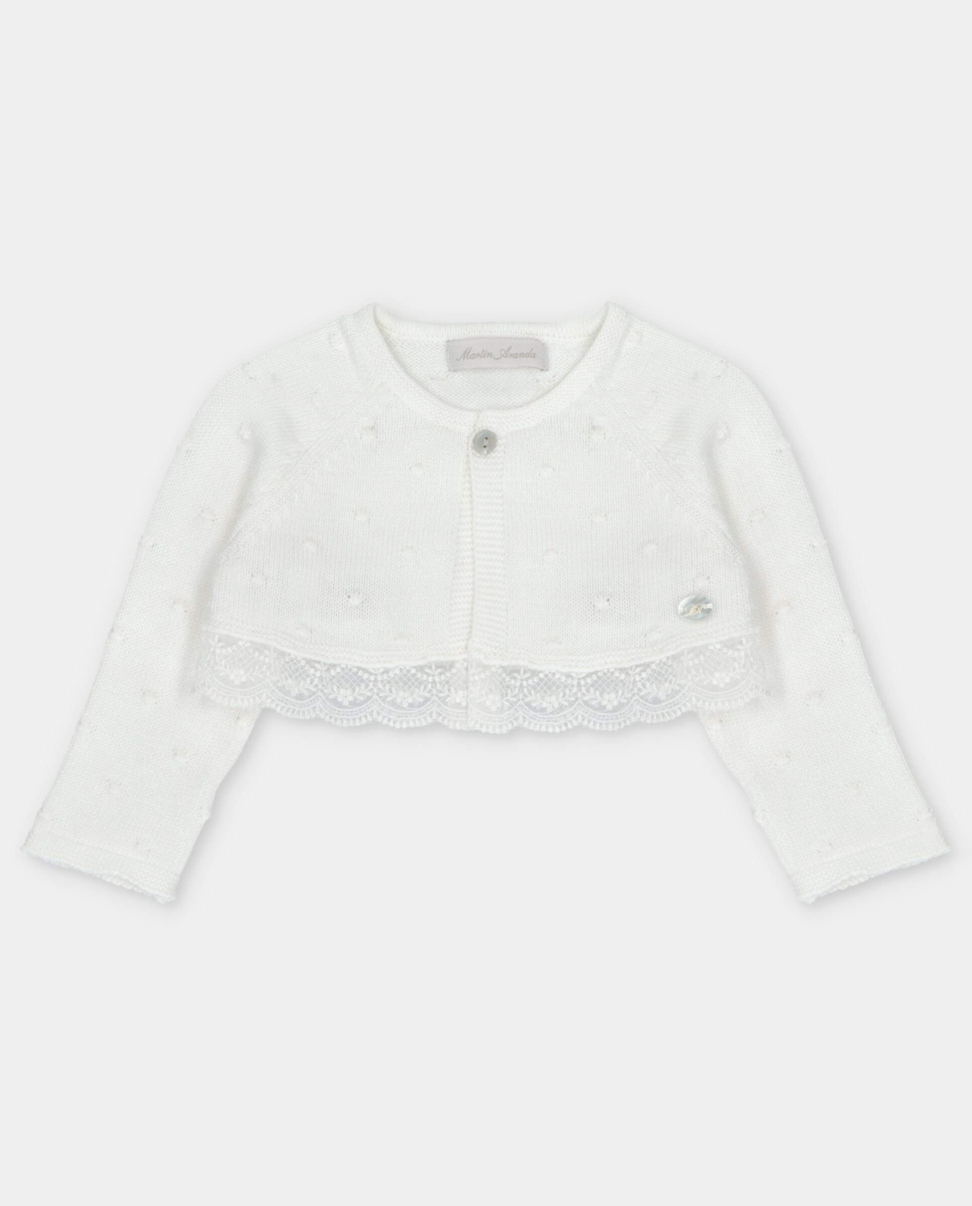 Imagem 0 de Casaco para Bebé Curto com Bodoques e Renda