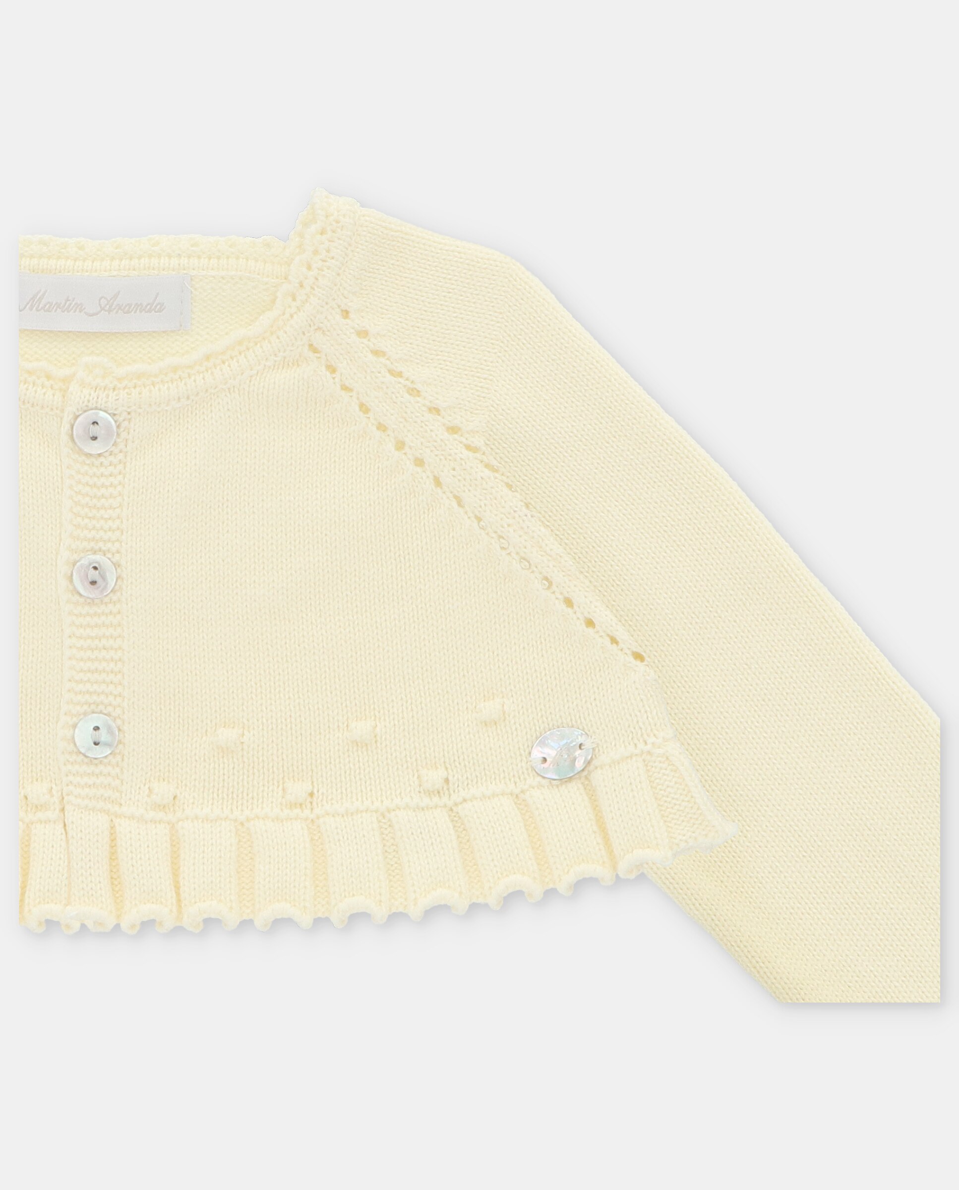 Casaco para Bebé Curto com Detalhes Perfurados e Bodoques Martín Aranda Amarelo-limão-3