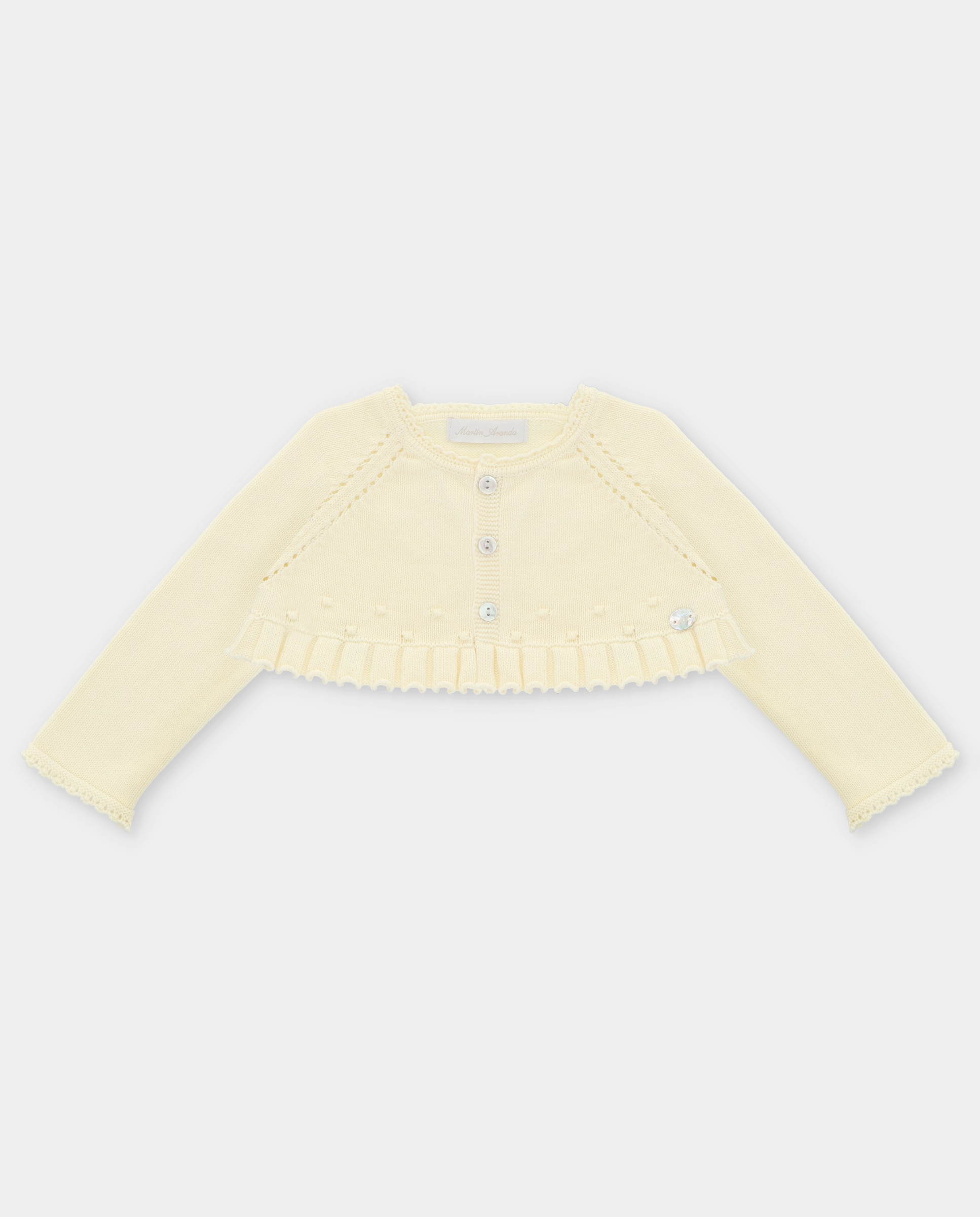 Imagem 0 de Casaco Curto com Detalhes Perfurados e Bodoques