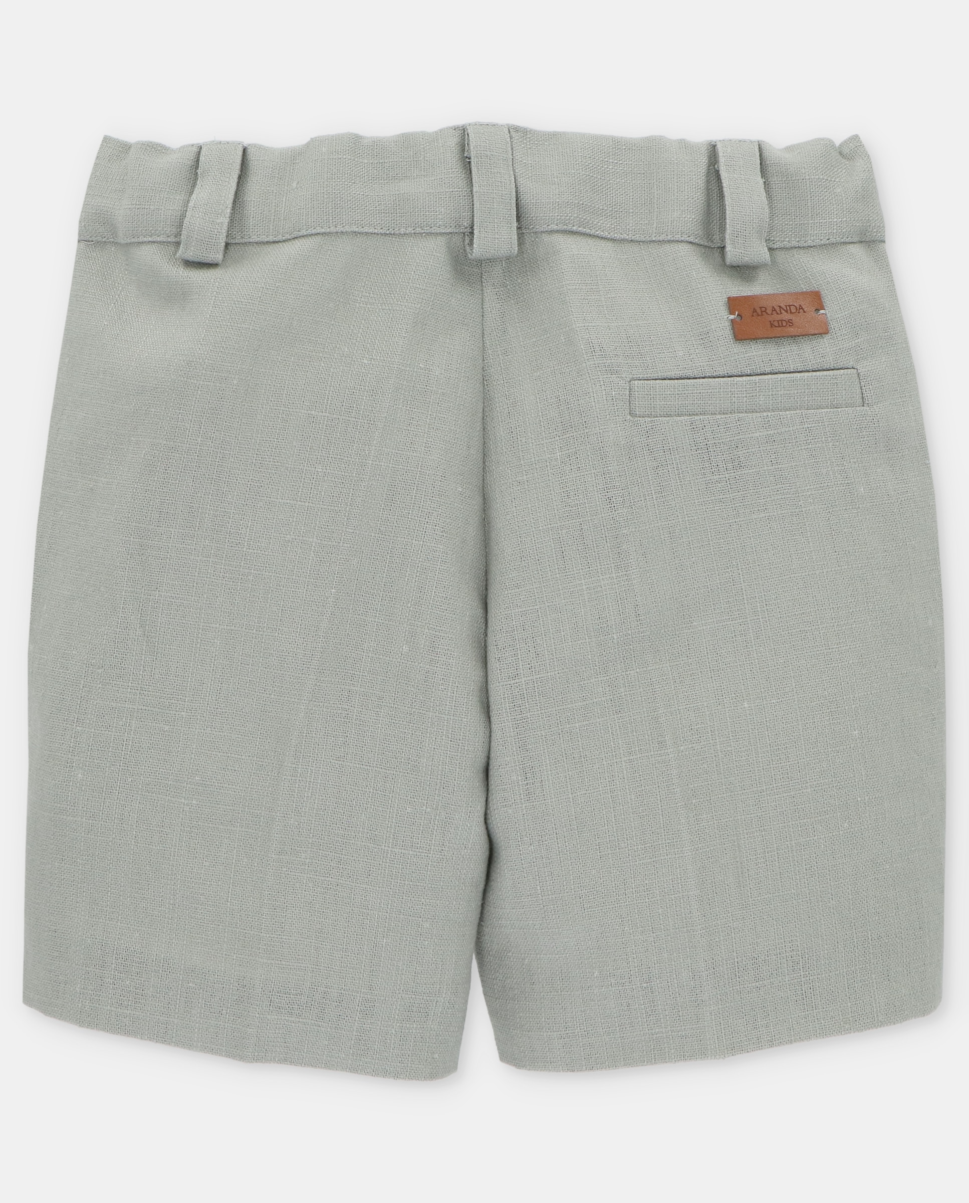 Bermudas Infantil de Linho com Bolsos Martín Aranda Verde-acinzentado-2