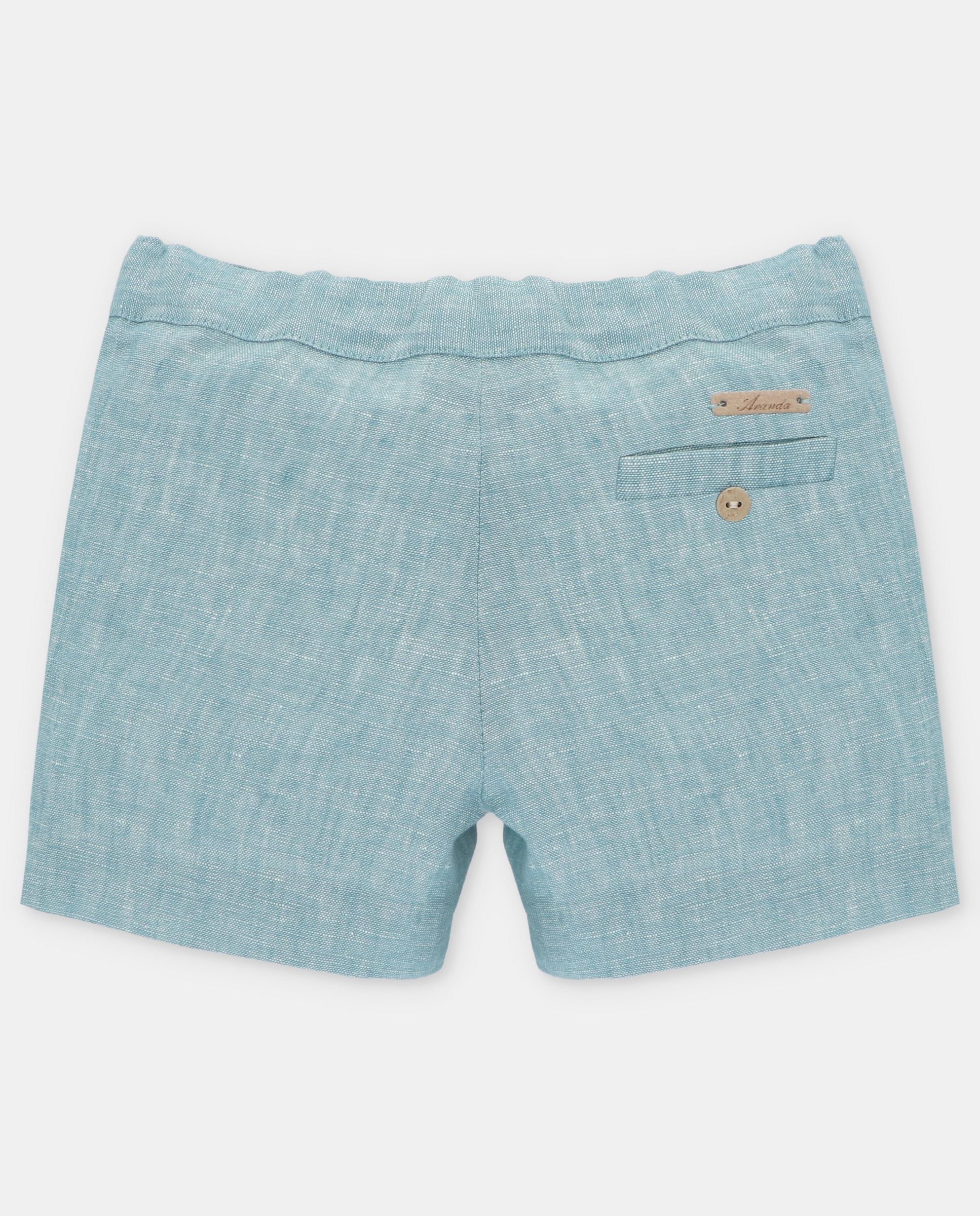 Bermudas Infantil de Linho com Bolsos Martín Aranda Turquesa-2