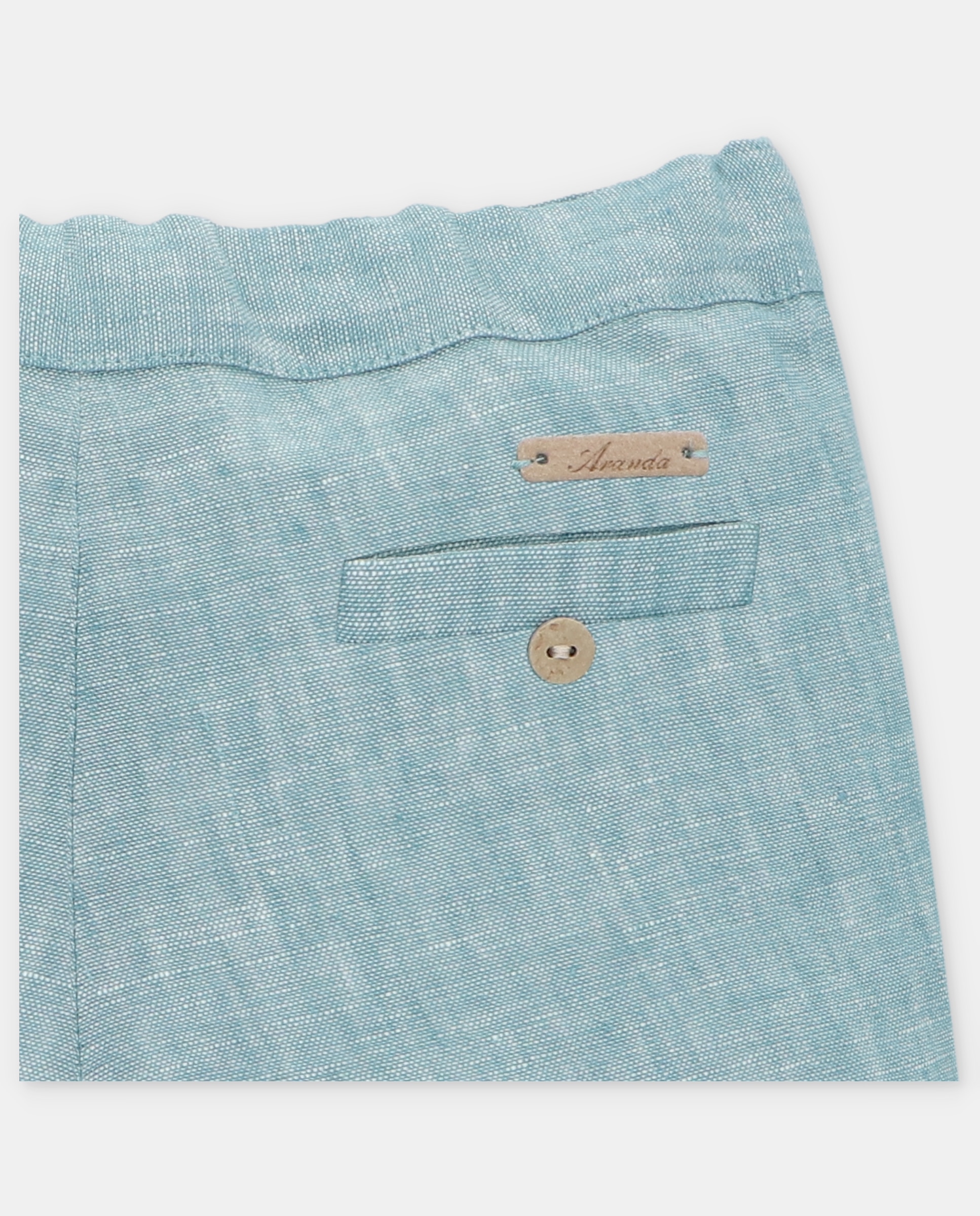 Bermudas Infantil de Linho com Bolsos Martín Aranda Turquesa-3