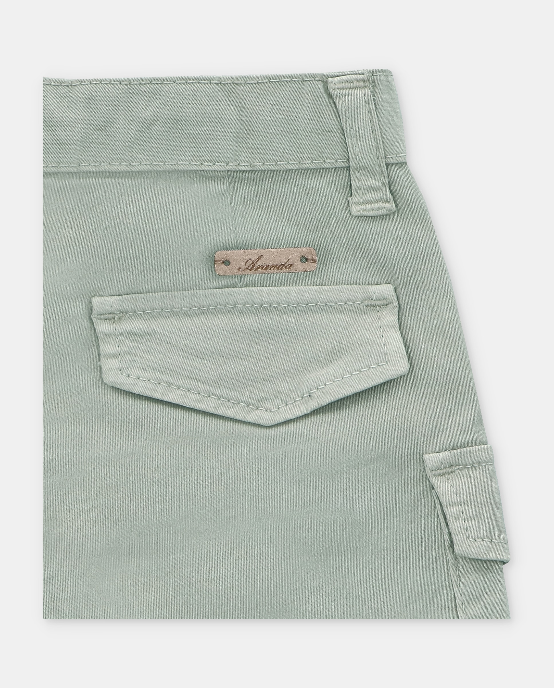 Calças Cargo para Bebé de Sarja com Bolsos Martín Aranda Verde-claro-3