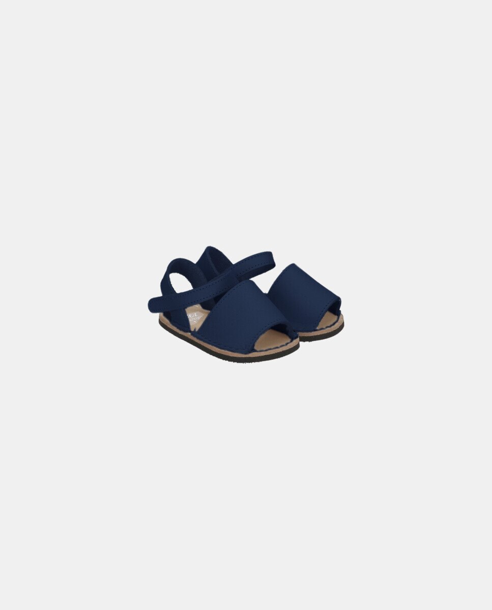 Menorquinas para Bebé de Pele com Velcro Martín Aranda Azul-marinho-2
