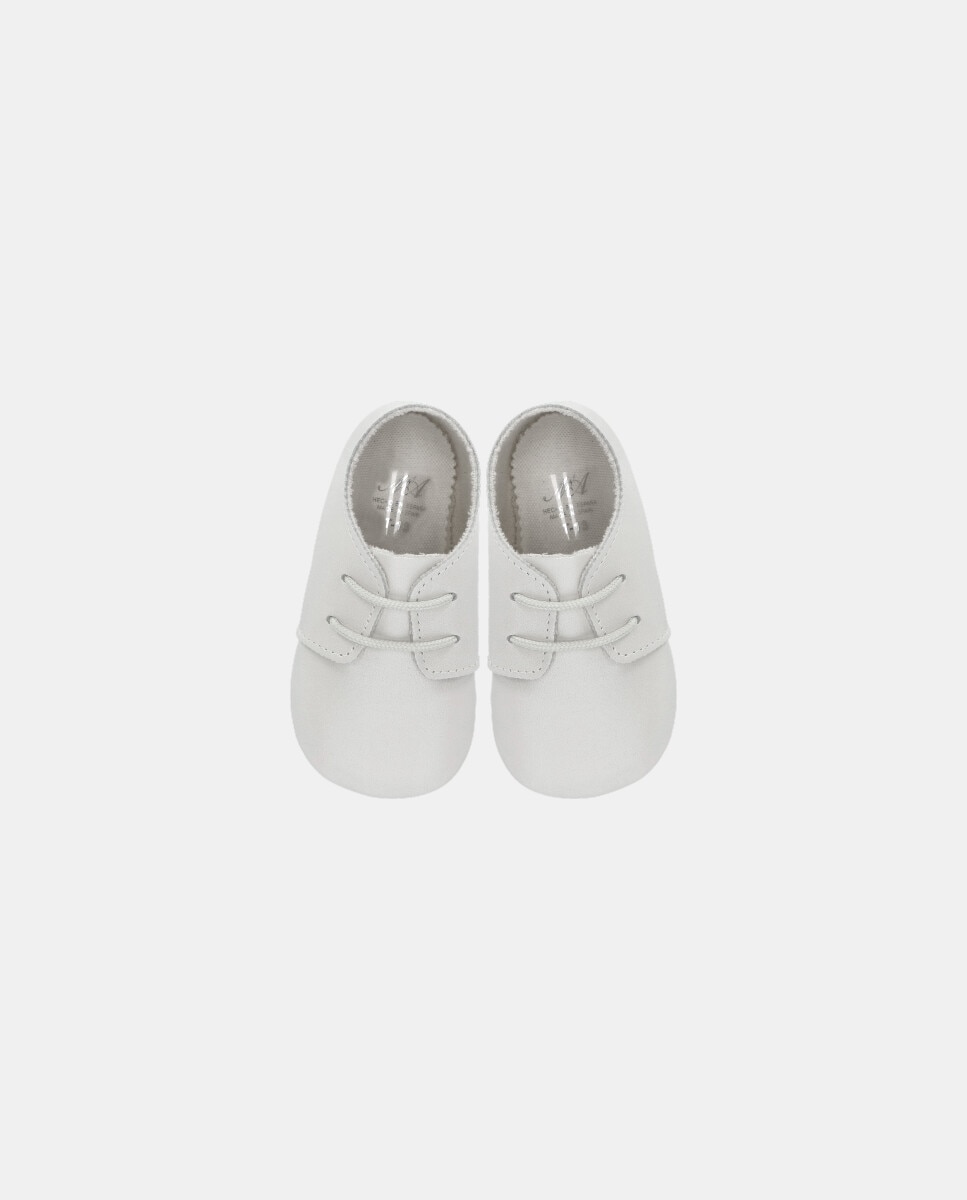 Sapatos para Bebé de Pele com Atacadores Martín Aranda Branco-3