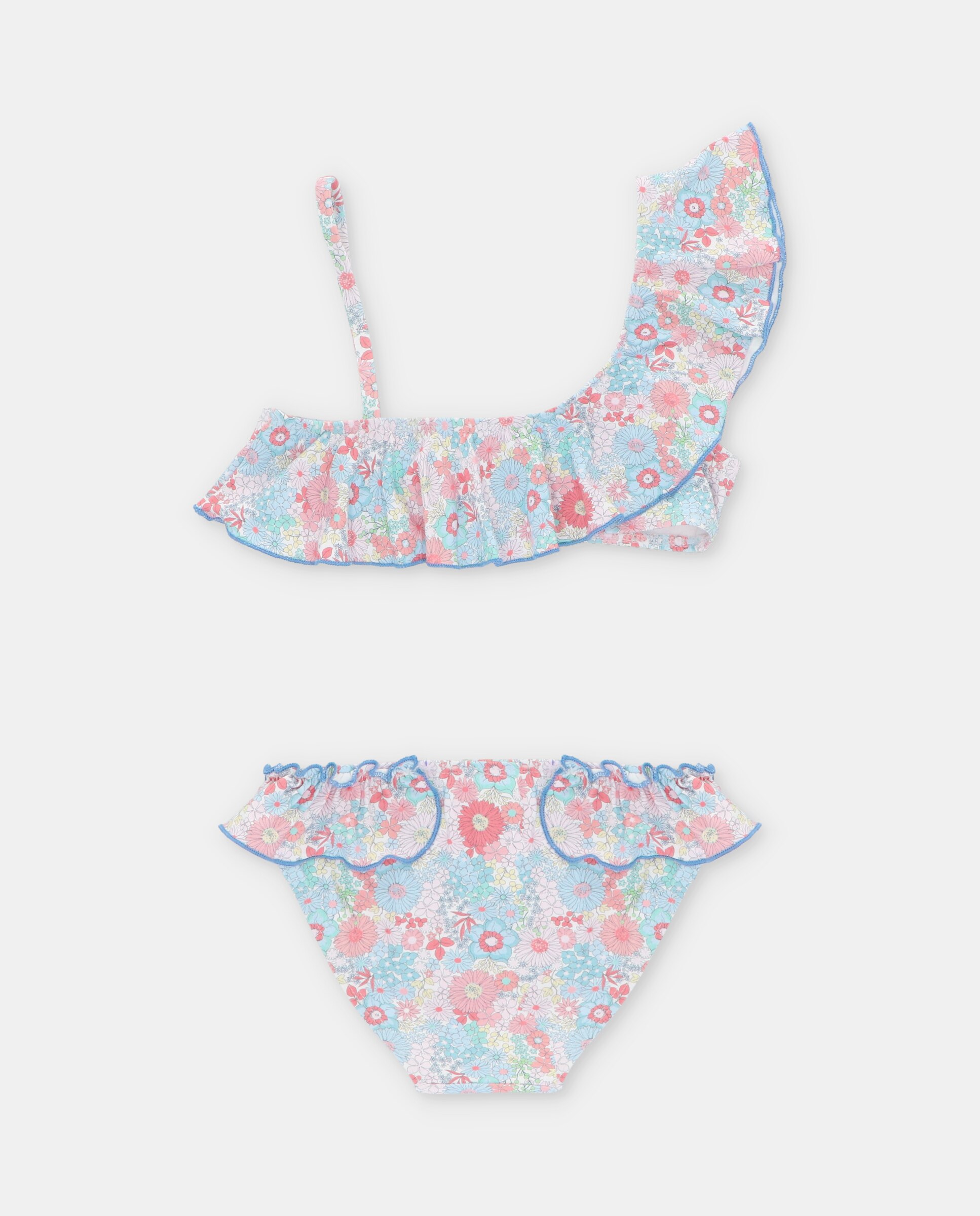 Biquíni de Bebé com Estampado de Flores Azul-claro-2