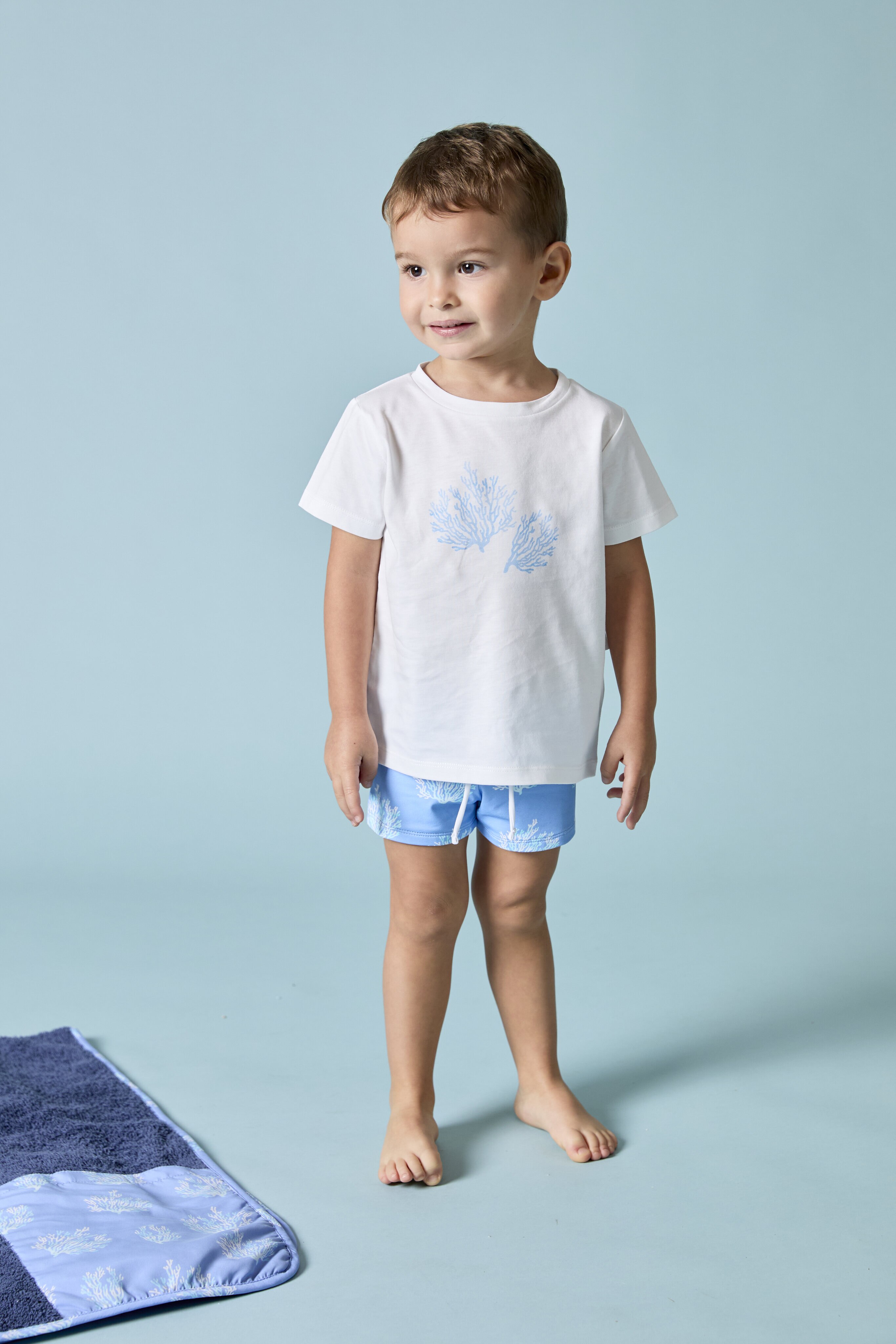 Shorts para Bebé com Estampado de Fantasia e Cordão de Ajuste Martín Aranda Azul-claro-4