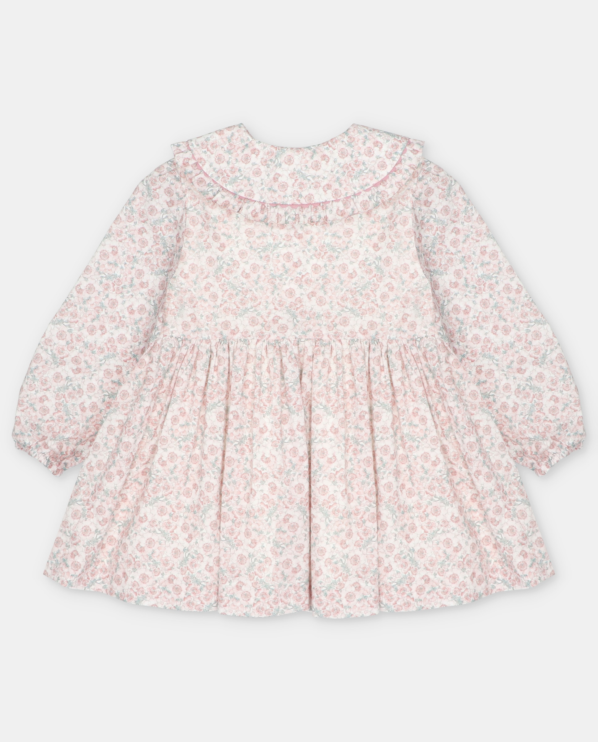 Vestido Infantil de Algodão com Estampado de Flores Rosa-claro-2