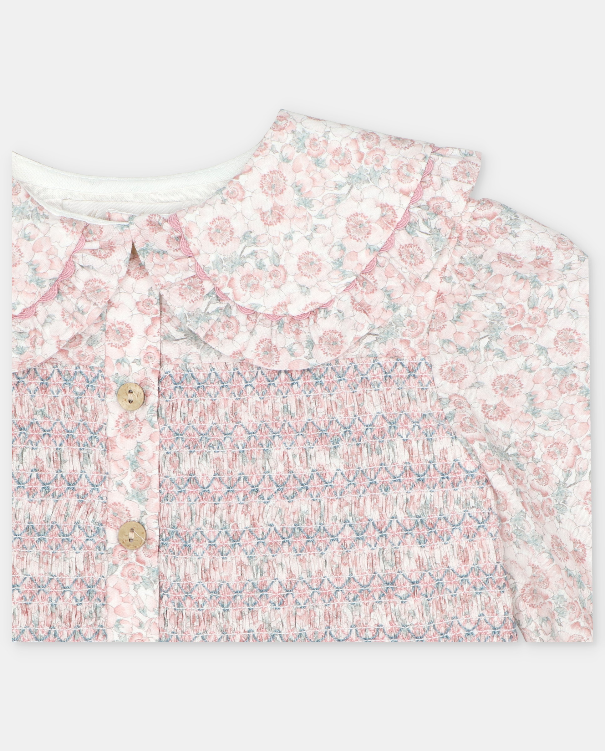 Vestido Infantil de Algodão com Estampado de Flores Rosa-claro-3
